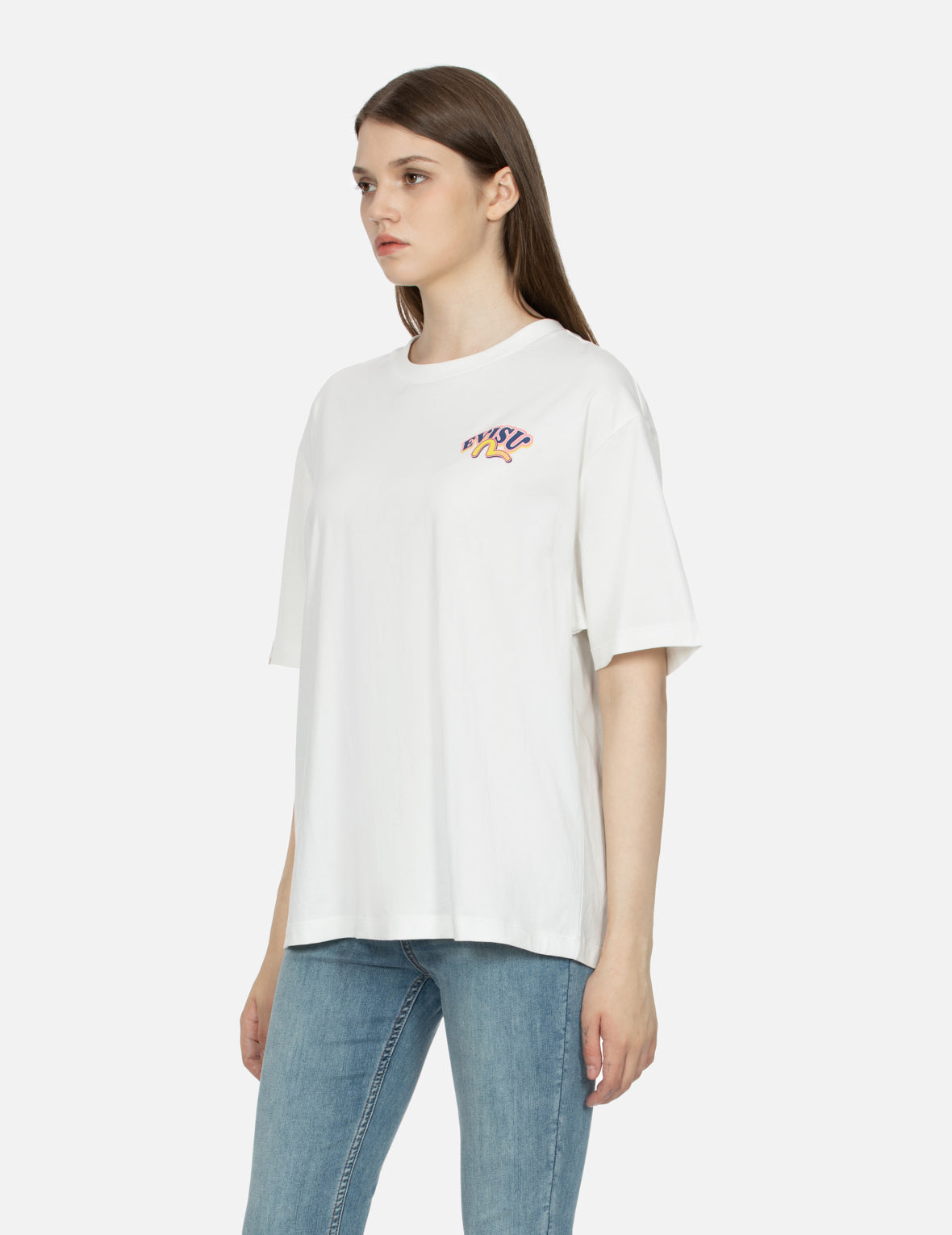 达磨与招财猫图案大M印花超宽版型T恤