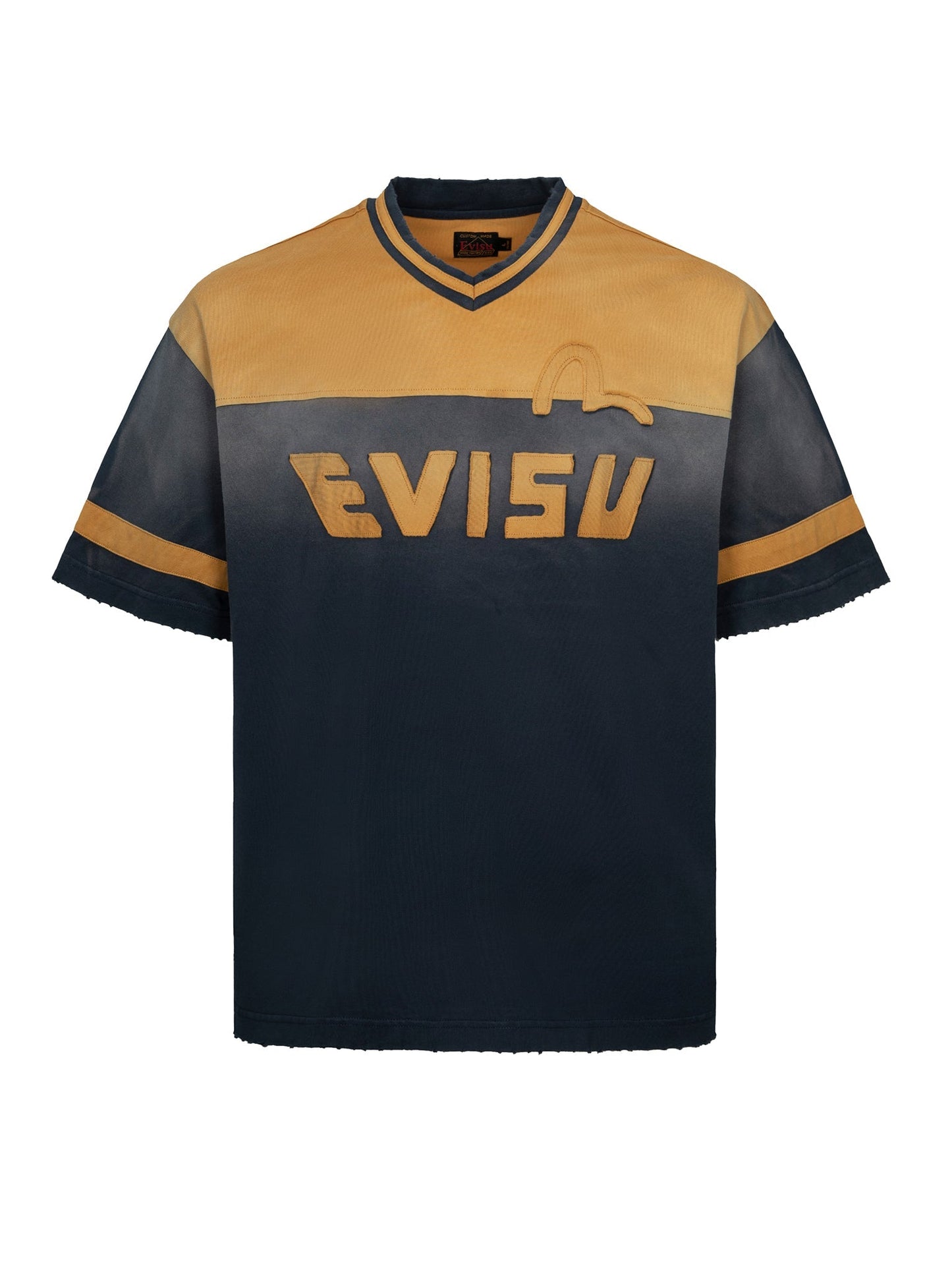 海鸥和商标贴布刺绣宽松版型V领T恤