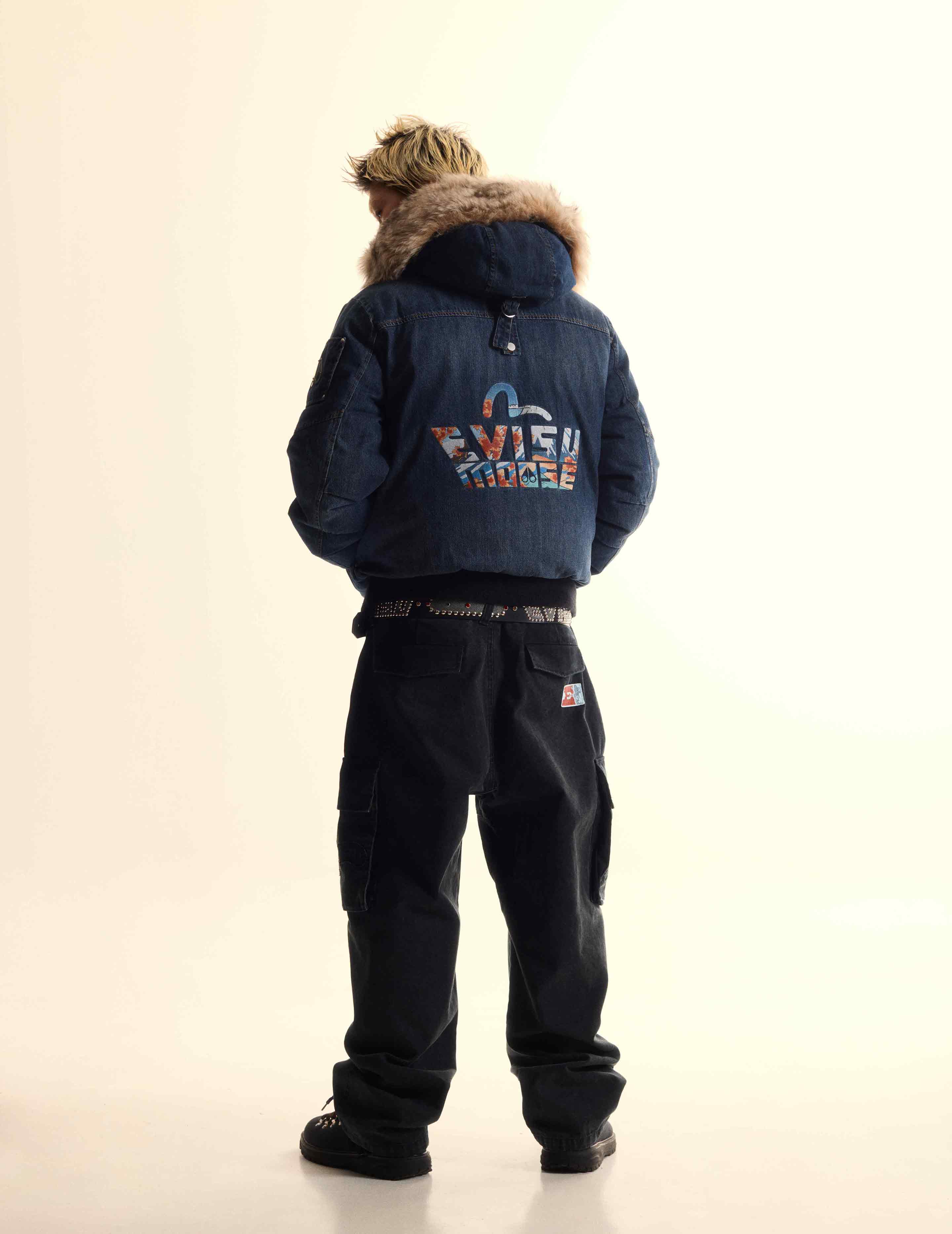 EVISU X MOOSE KNUCKLES 浮世绘牛仔飞行员羽绒