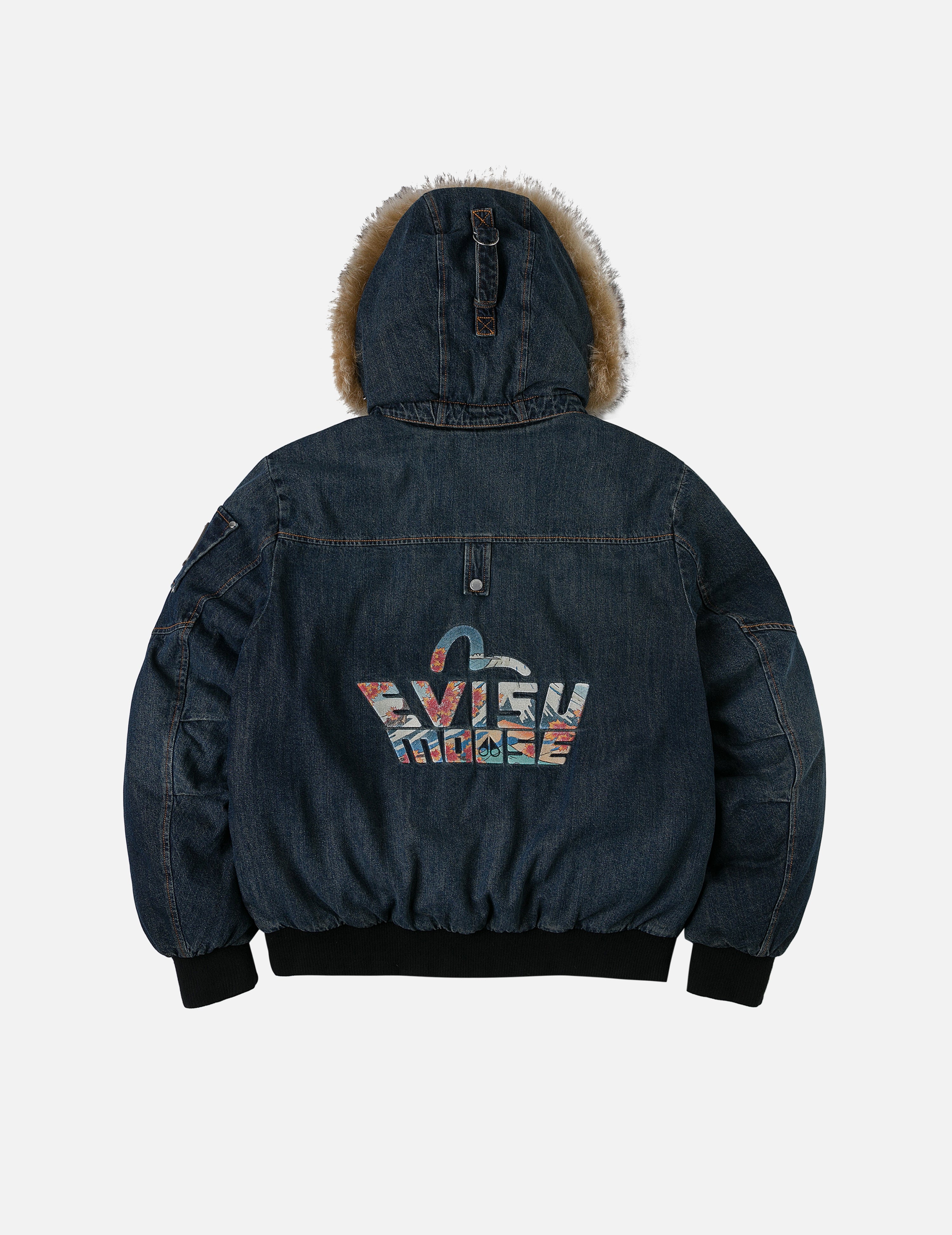 EVISU X MOOSE KNUCKLES 浮世绘牛仔飞行员羽绒