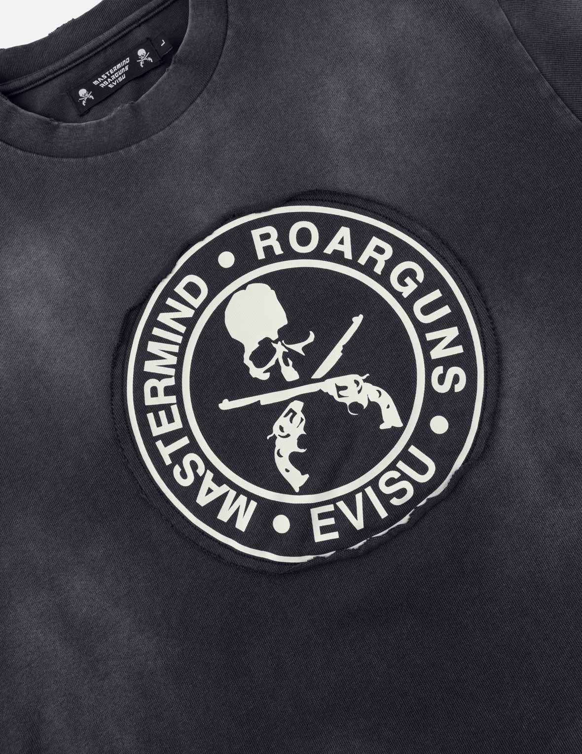 EVISU x mastermind JAPAN x roarguns 毛边贴布大M短袖T恤