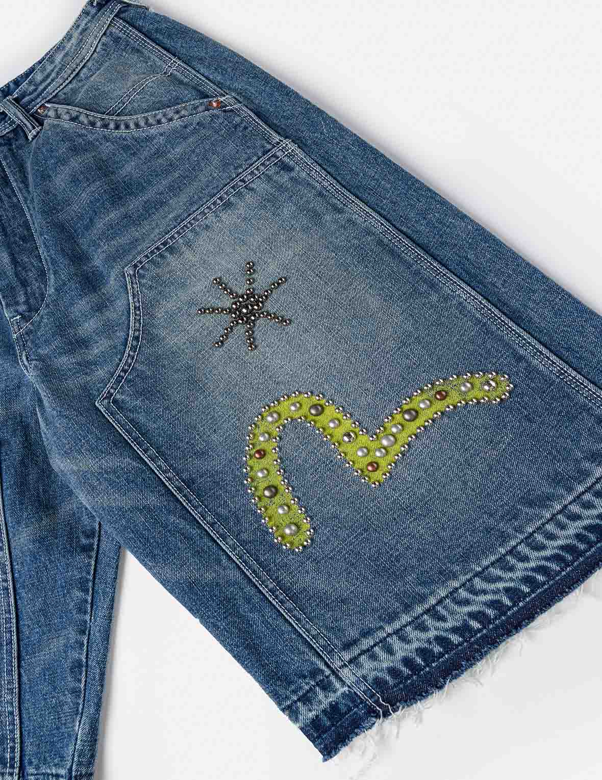 Heavy Washed studded Cargo Shorts