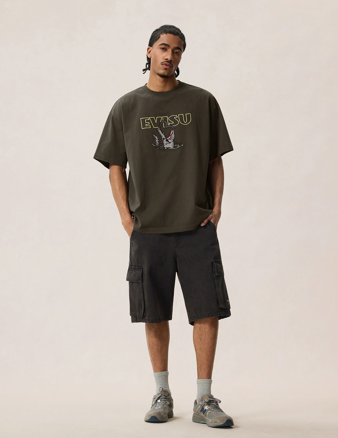 Multi-Pocket Seagull Black Jorts