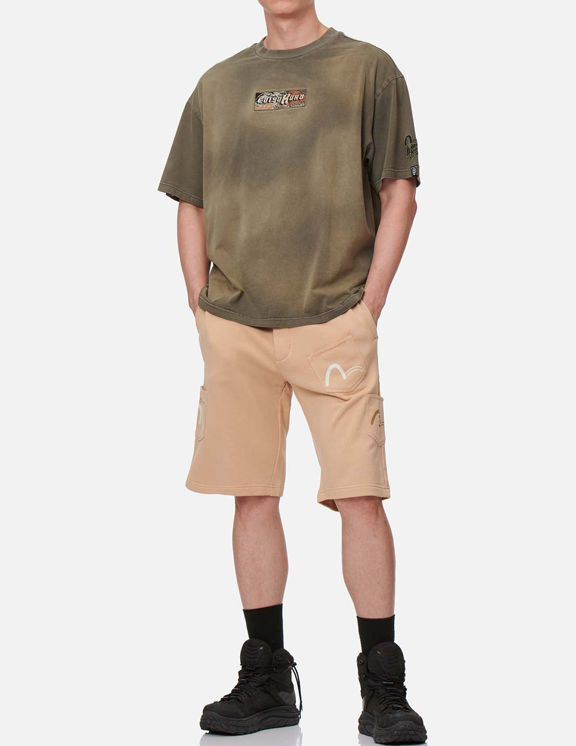 浮世绘海浪Logo刺绣T恤