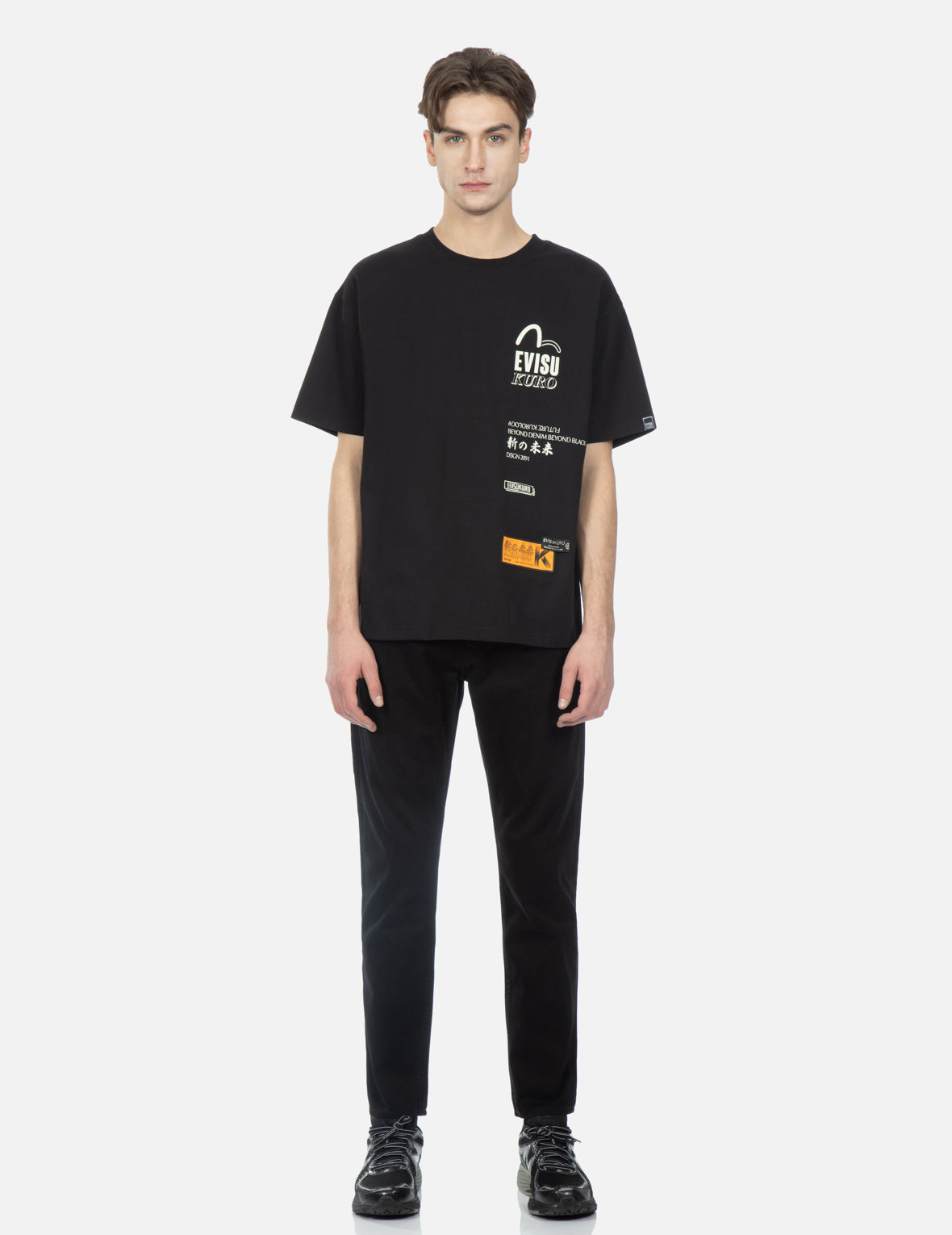 Wave Pattern Seagull Embroidery Cropped Taper Fit Jeans #2017