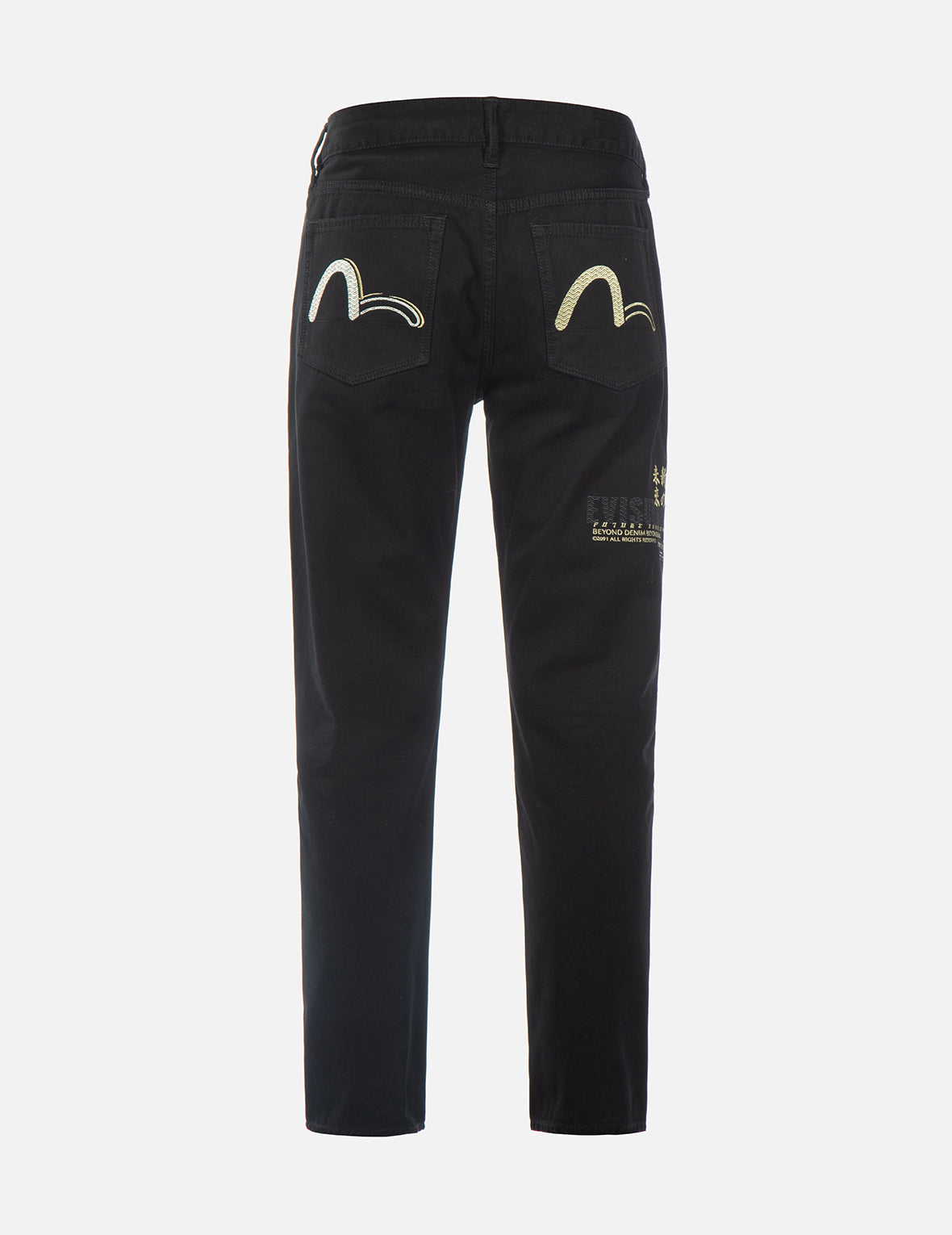 Wave Pattern Seagull Embroidery Cropped Taper Fit Jeans #2017