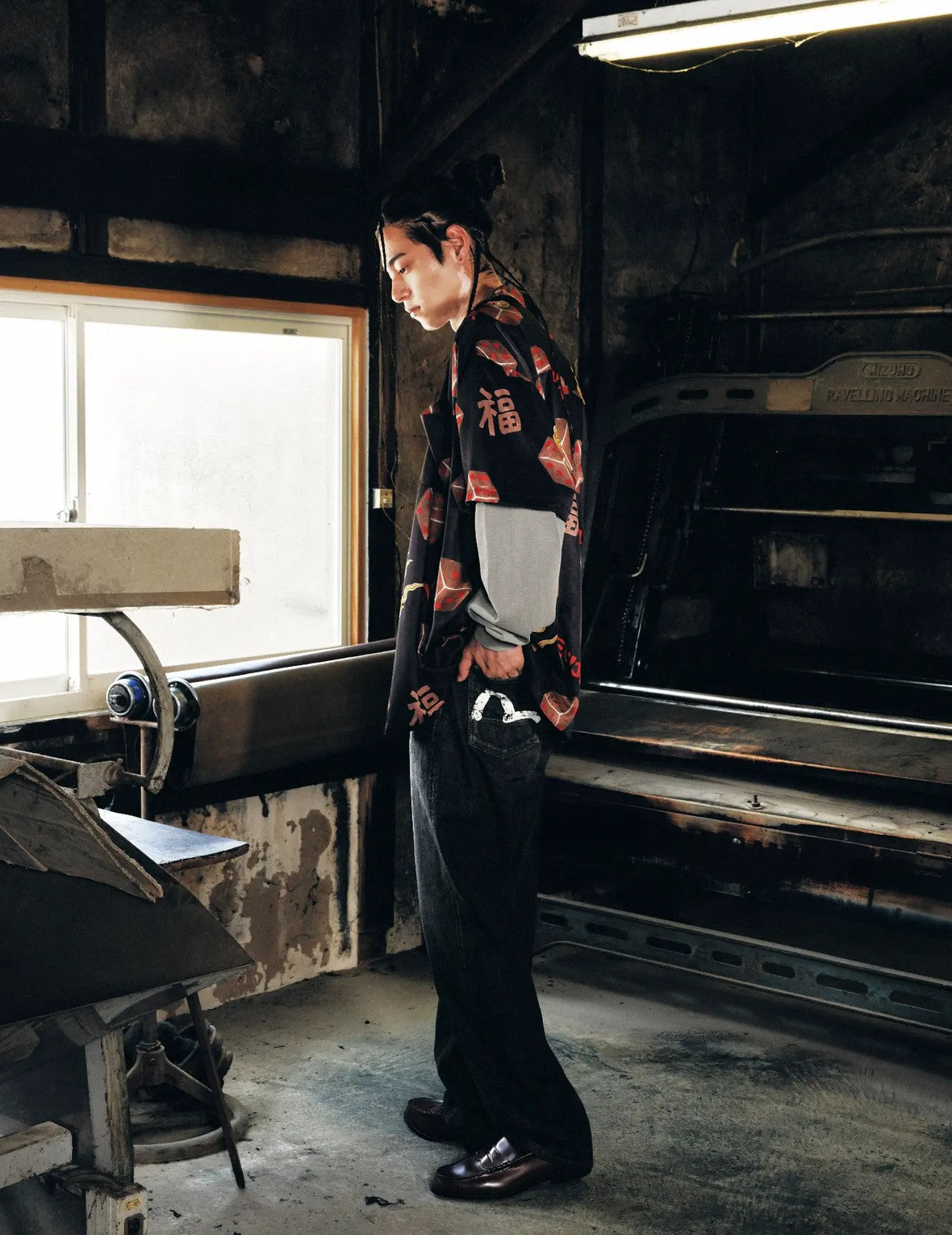 Black Washed Seagull Print Regular Fit Jeans #2020