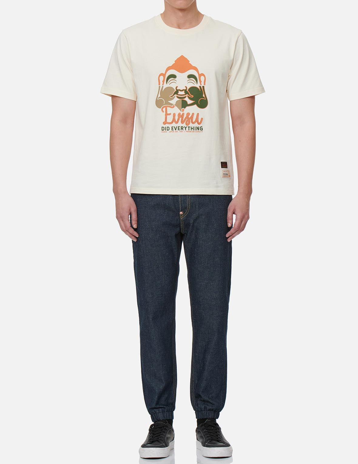Seagull Print Denim Jogger Pants
