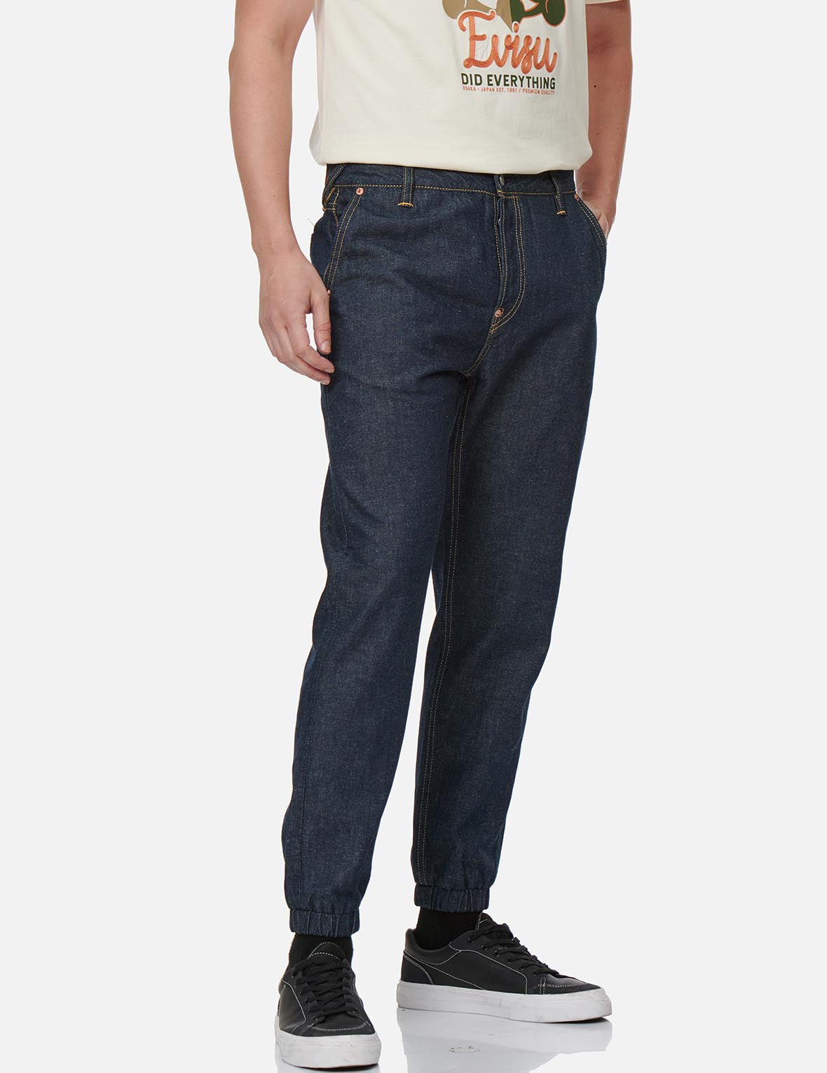 Seagull Print Denim Jogger Pants