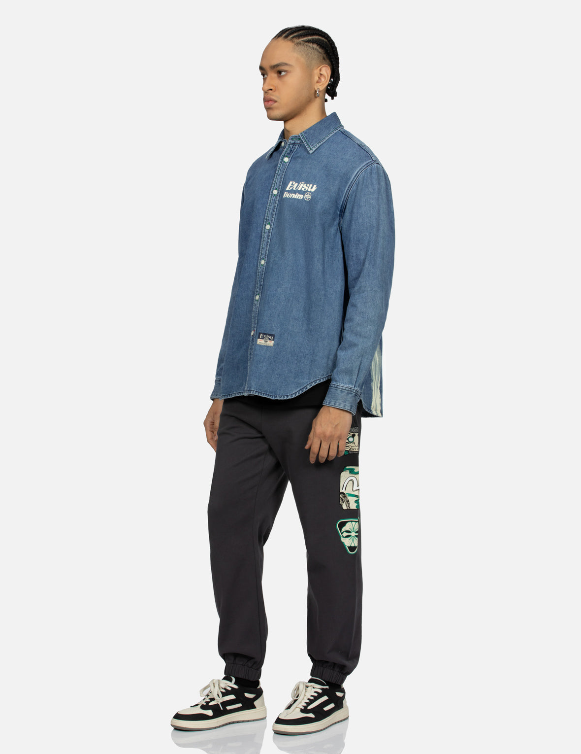 Calligraphy Daicock Relax Fit Denim Shirt