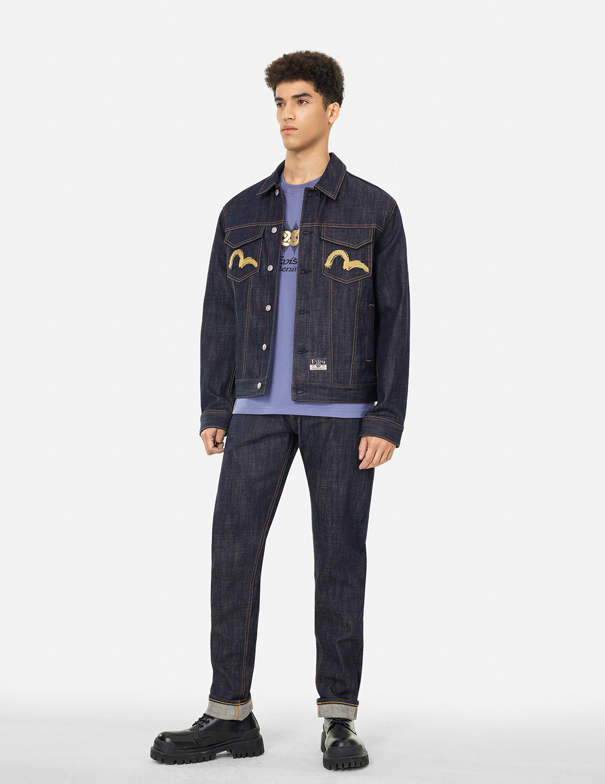 神兽白泽刺绣宽版休闲牛仔外套