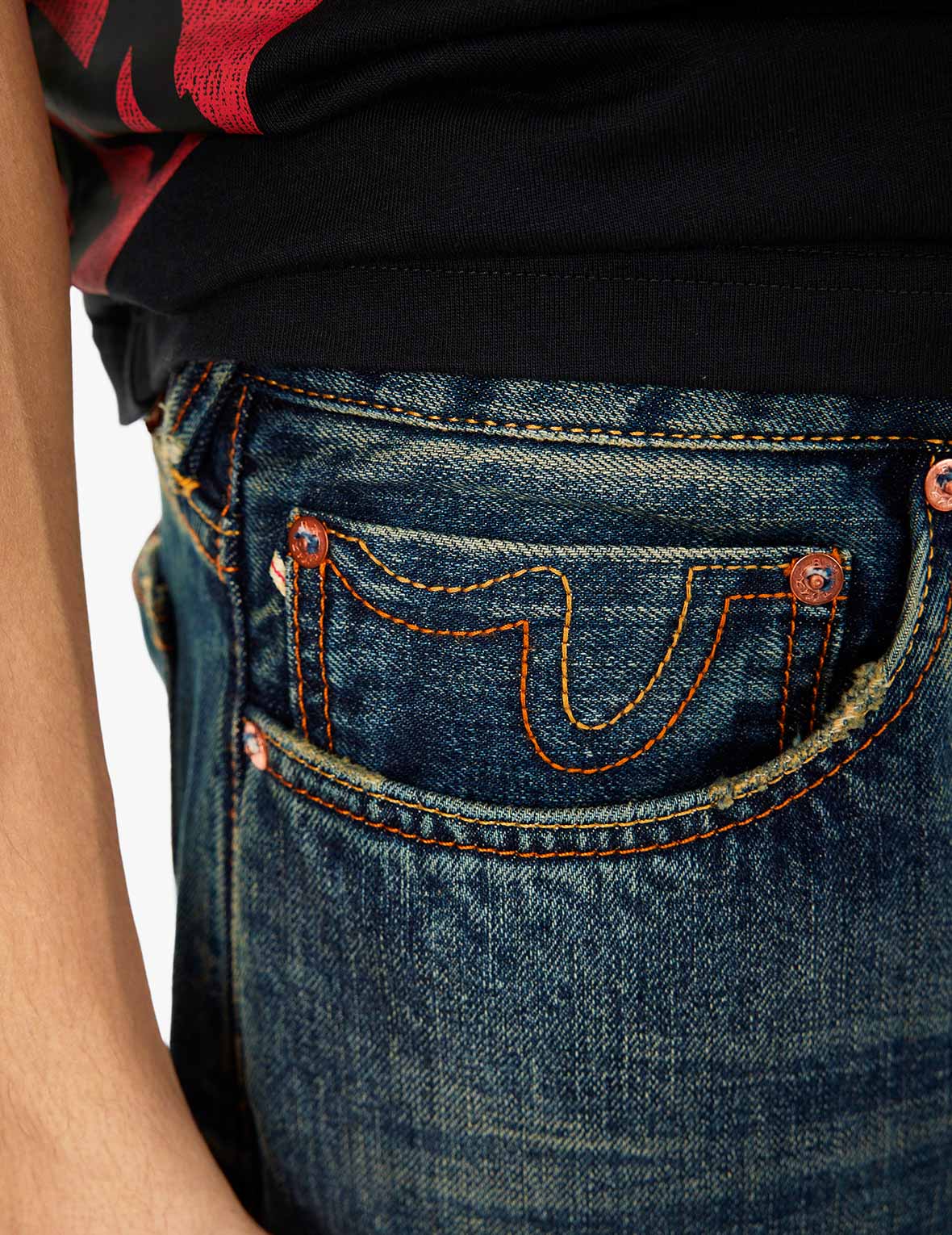 海鸥贴布刺绣水洗常规牛仔裤 #2000