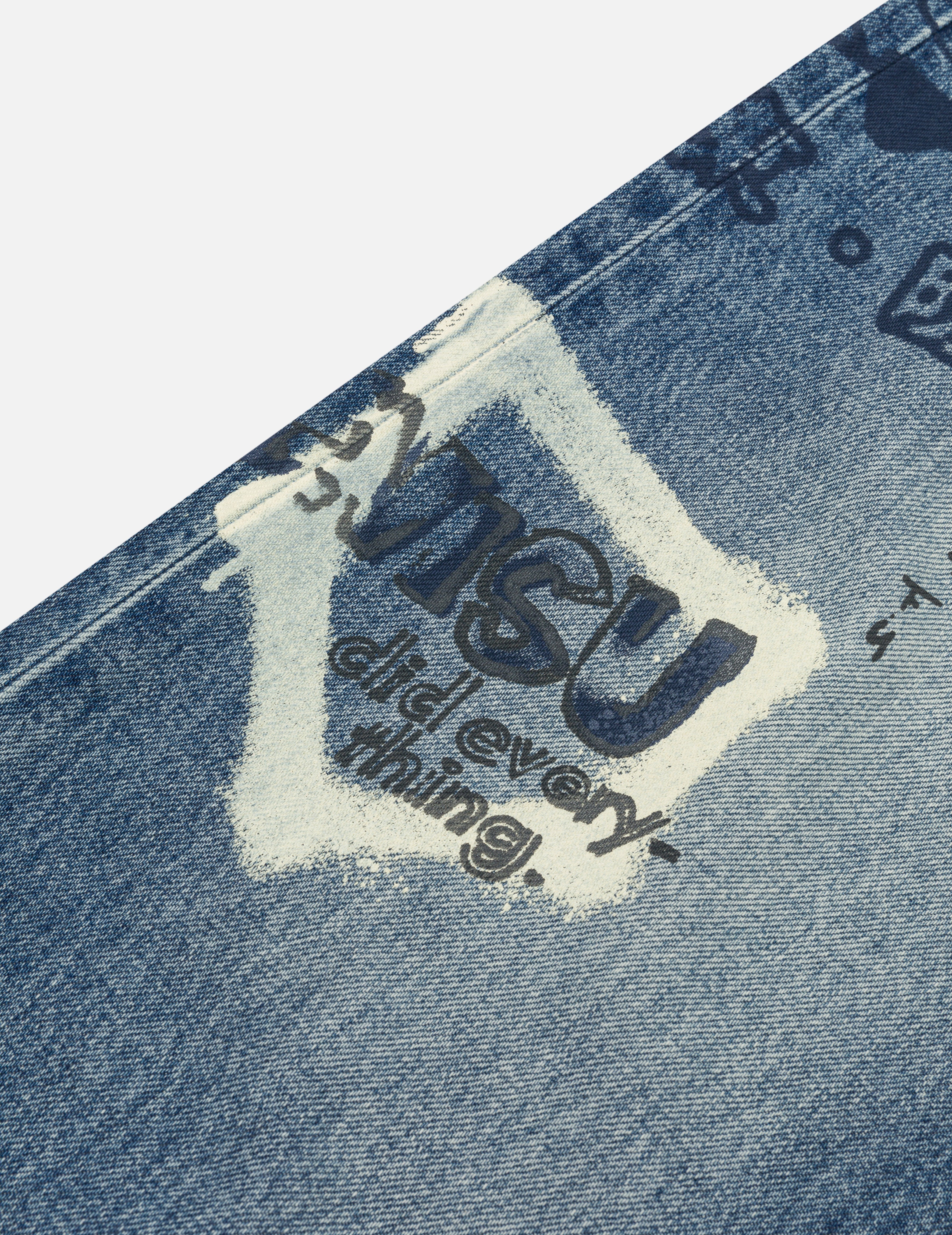 涂鸦印花常规牛仔裤 #2000