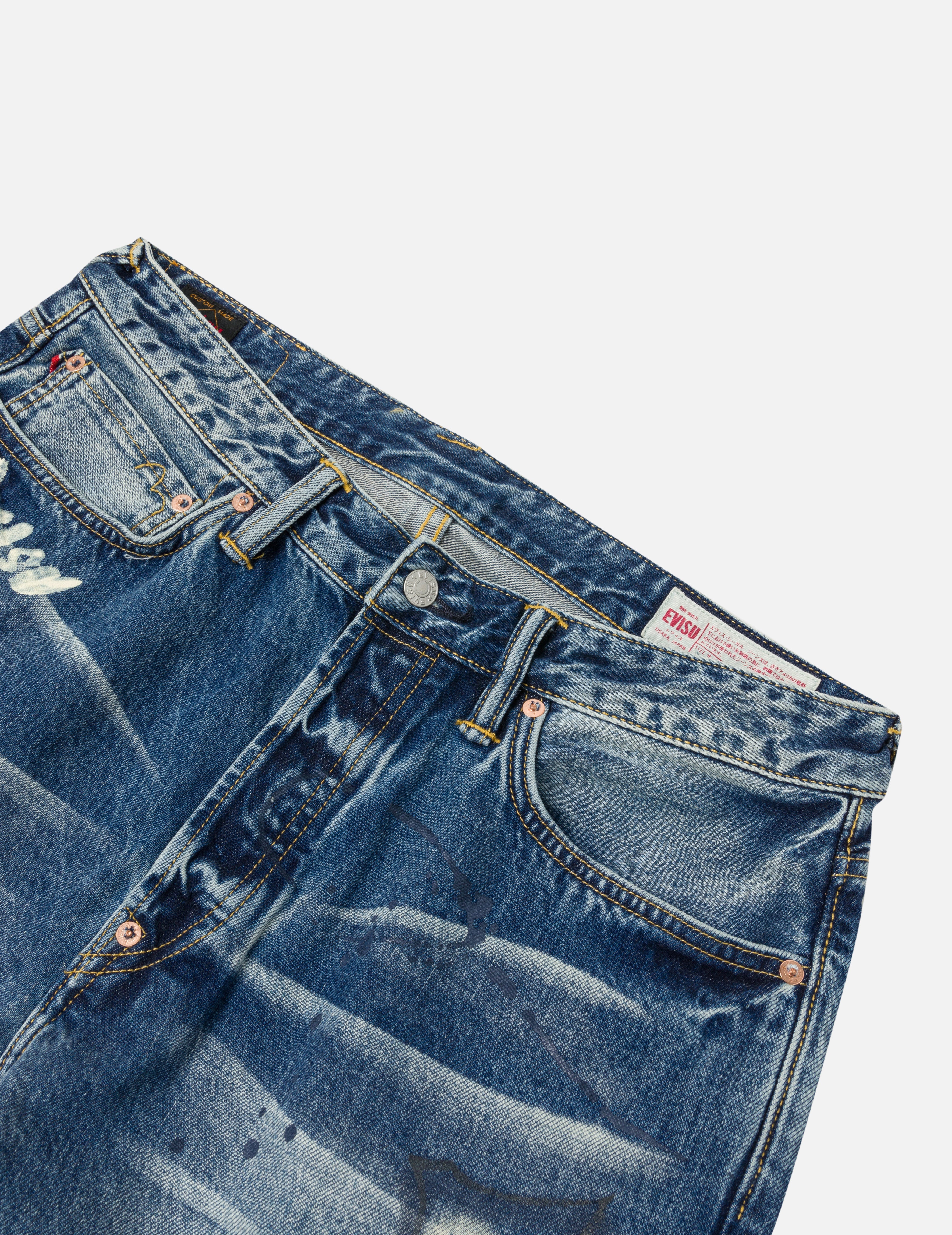涂鸦印花常规牛仔裤 #2000