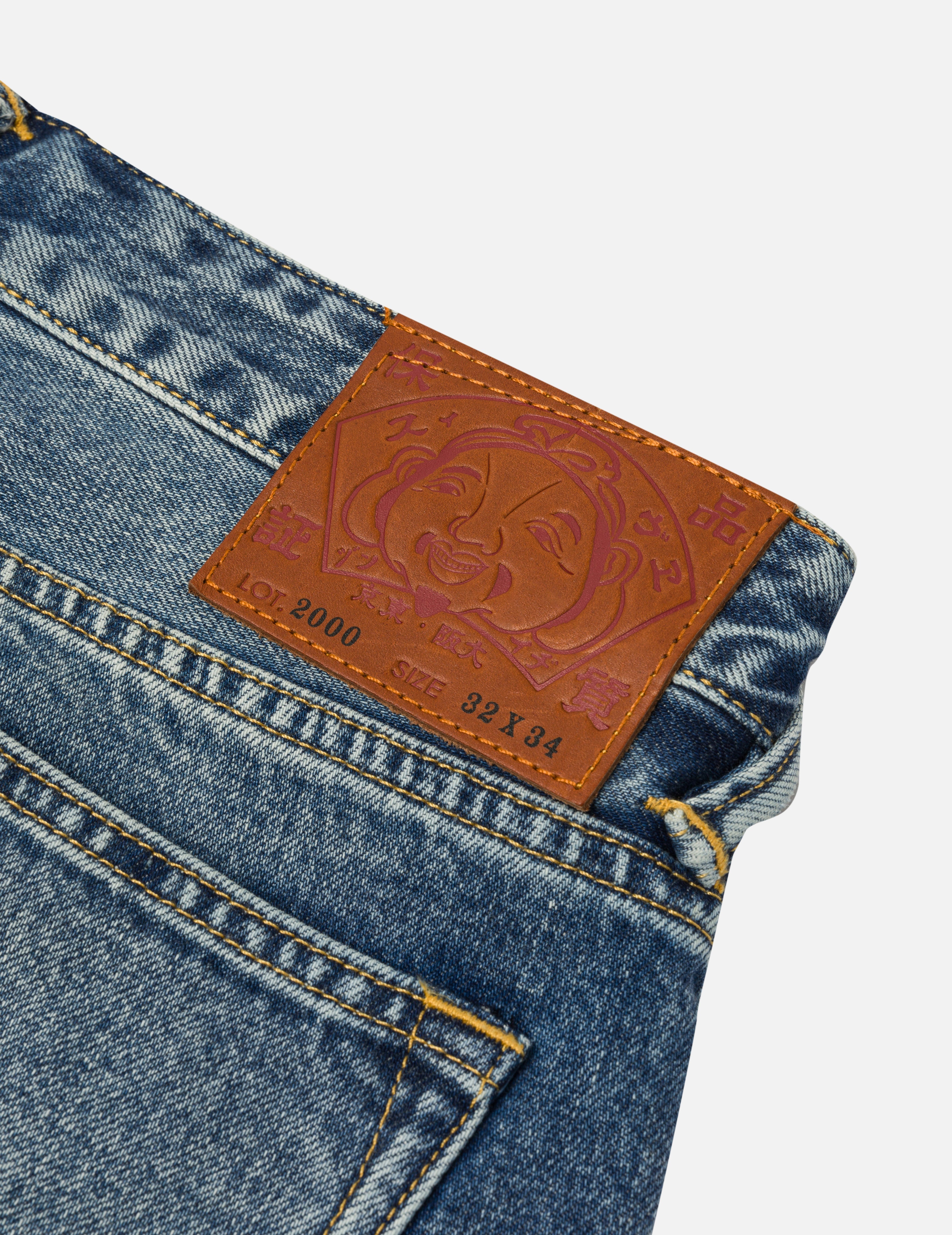 涂鸦印花常规牛仔裤 #2000