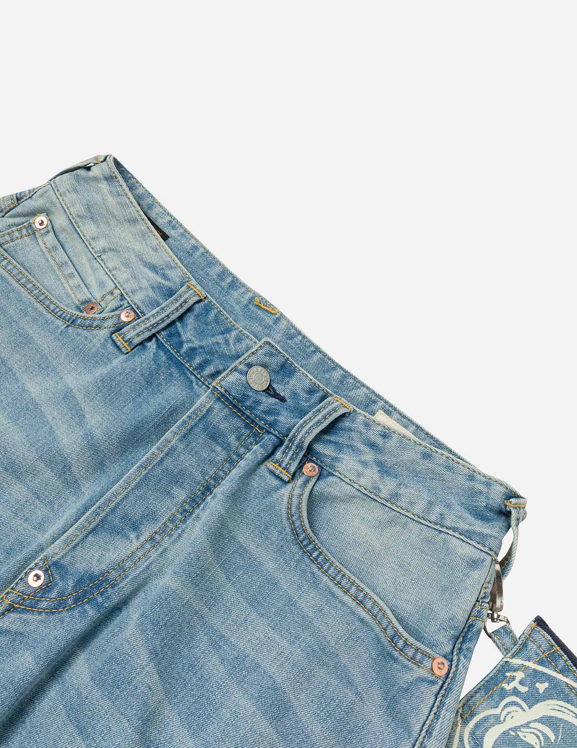 Multi-Pocket with Seagull Print 3D Fit Jeans