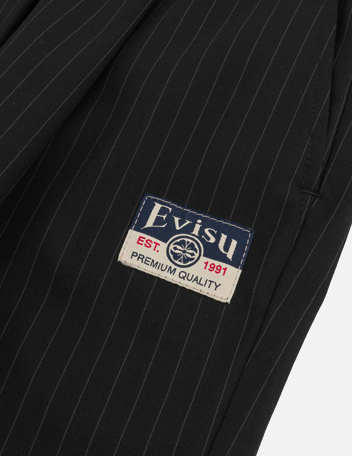 海鸥刺绣条纹锥形休閒裤