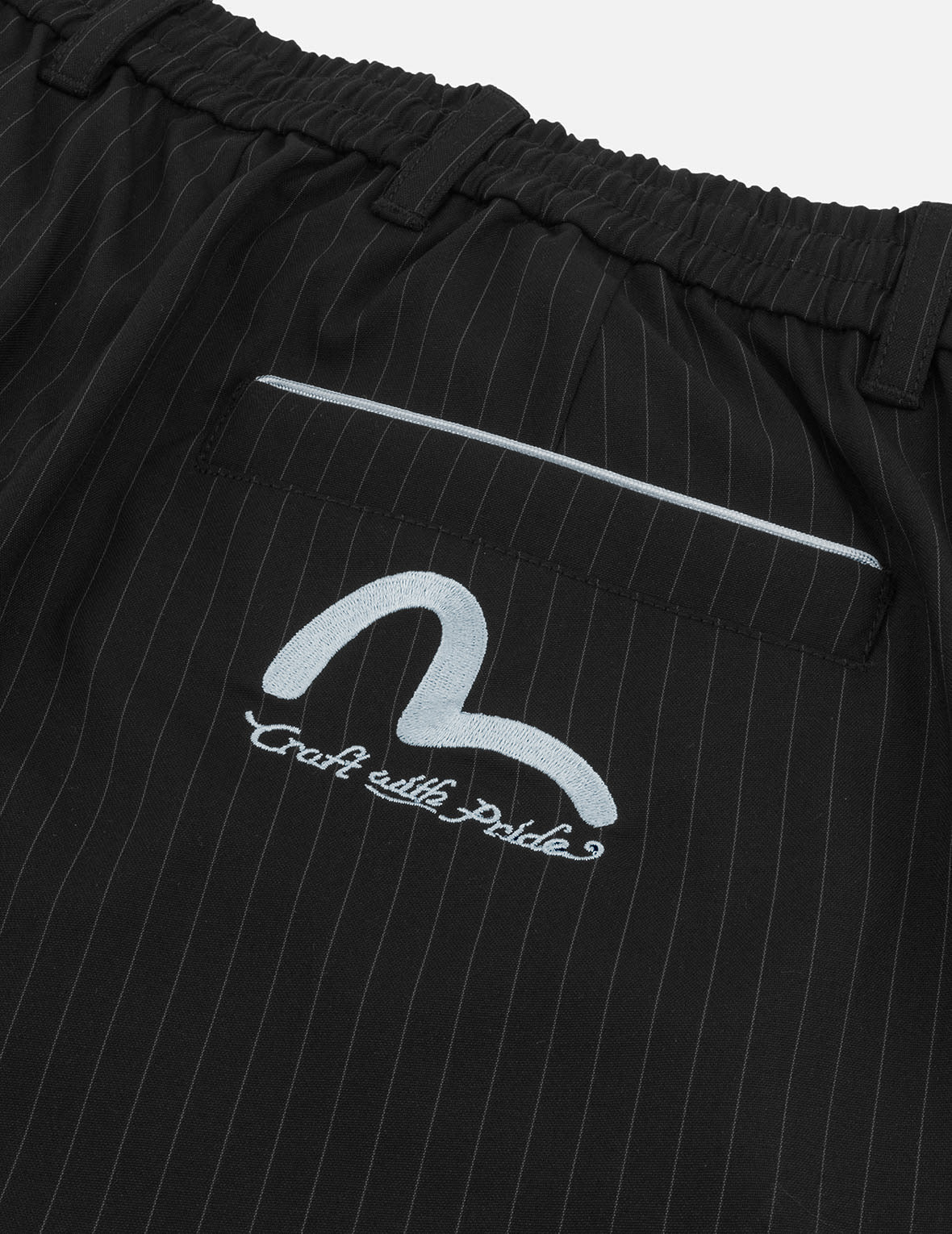 海鸥刺绣条纹锥形休閒裤