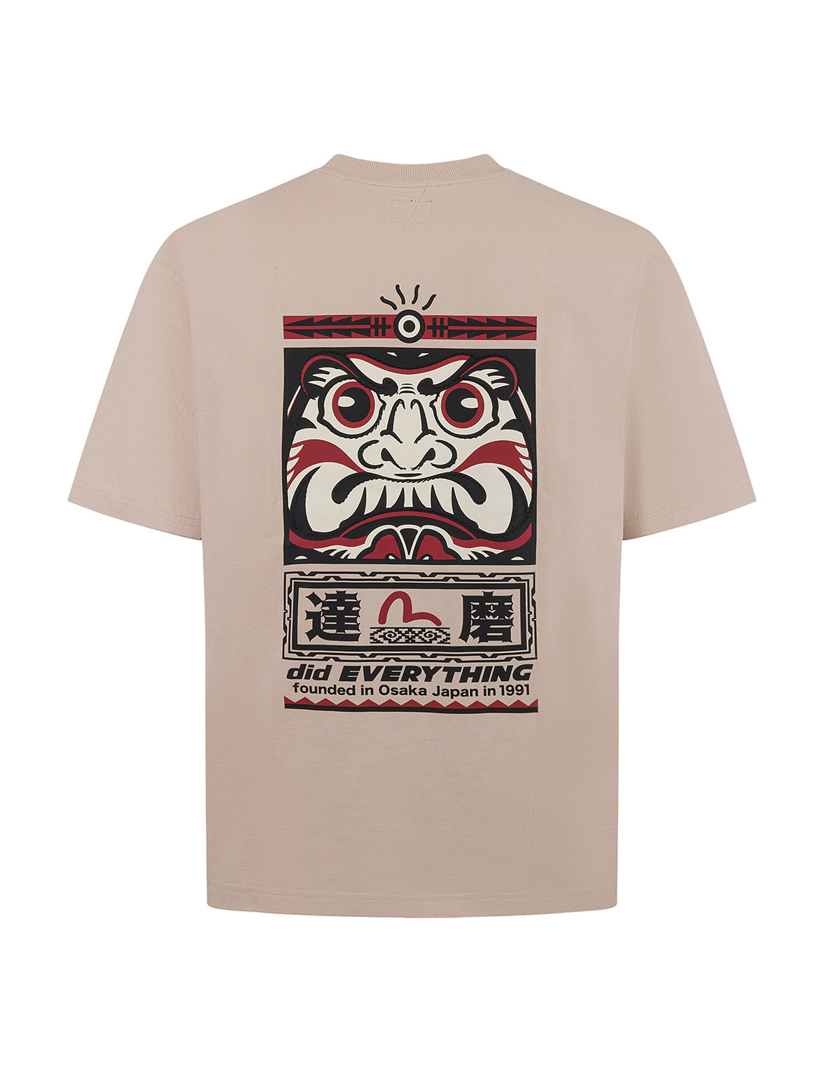 海鸥和达摩图腾印花常规版型T恤