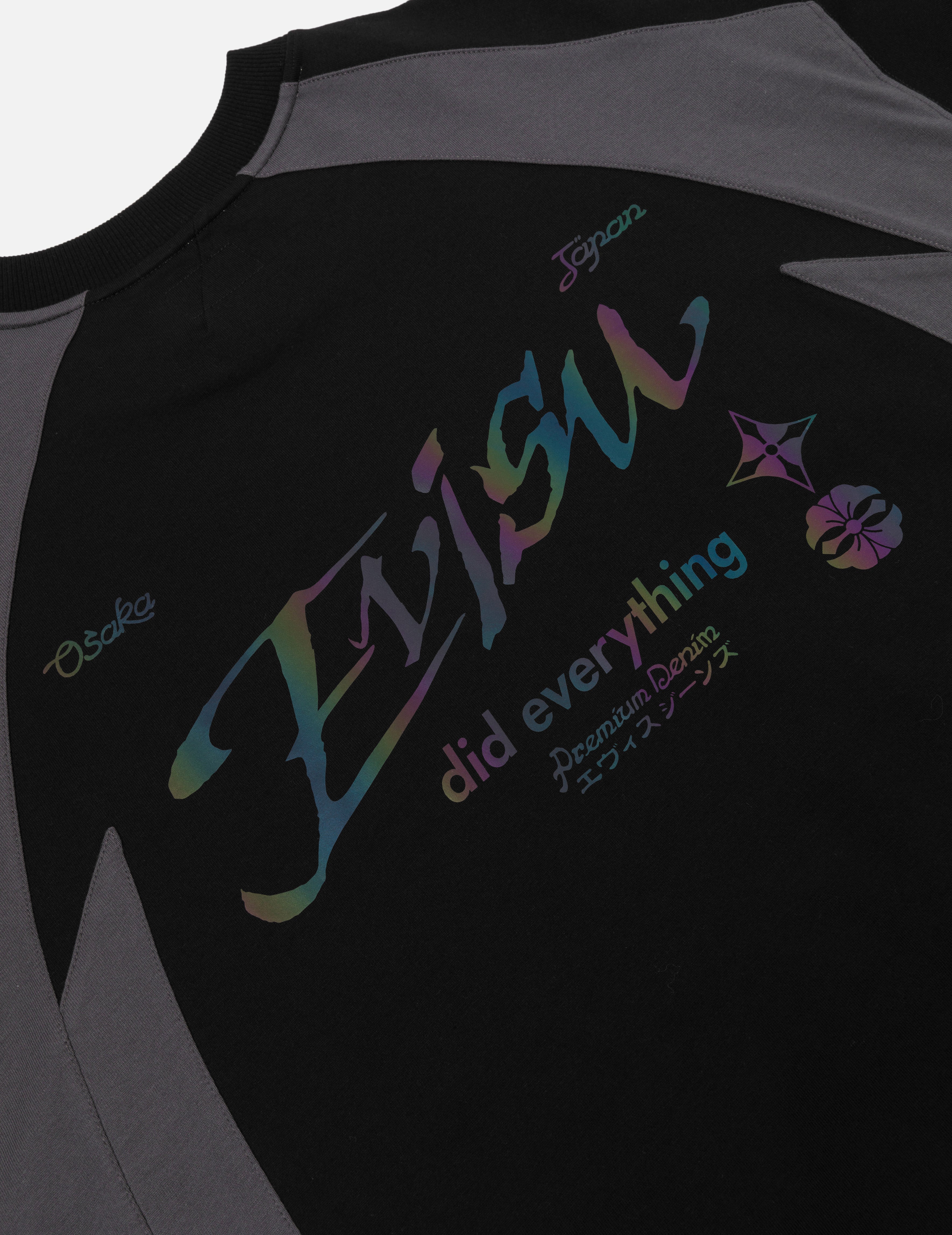 Panel Blocking with Colorful Logo Print Loose Fit T-Shirt