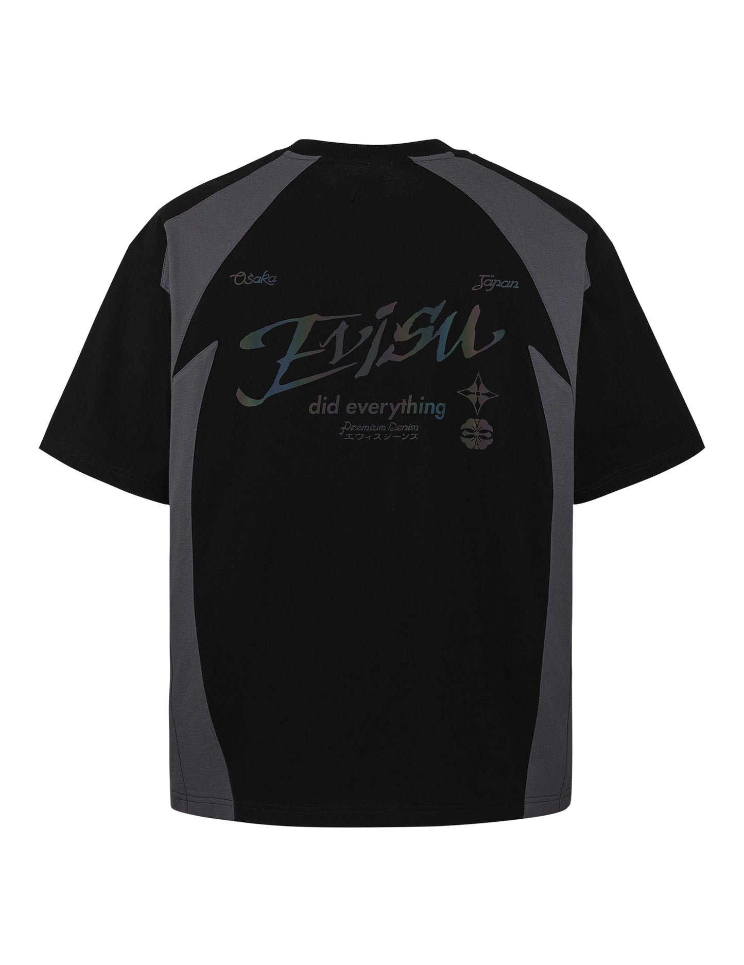 Panel Blocking with Colorful Logo Print Loose Fit T-Shirt