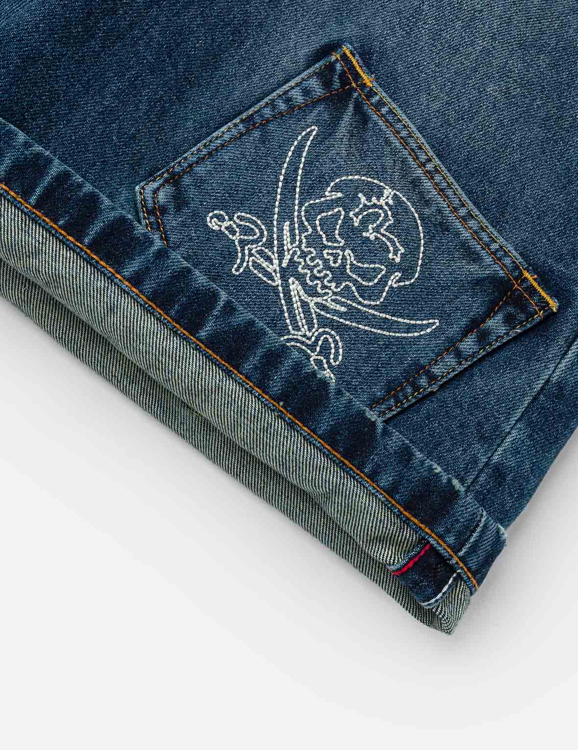 Skull Multi-Pocket Denim Shorts