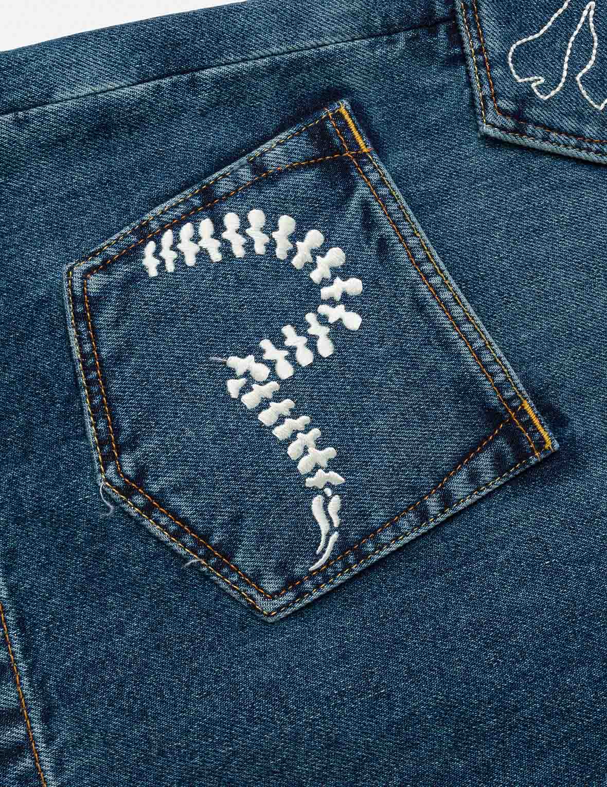 Skull Multi-Pocket Denim Shorts