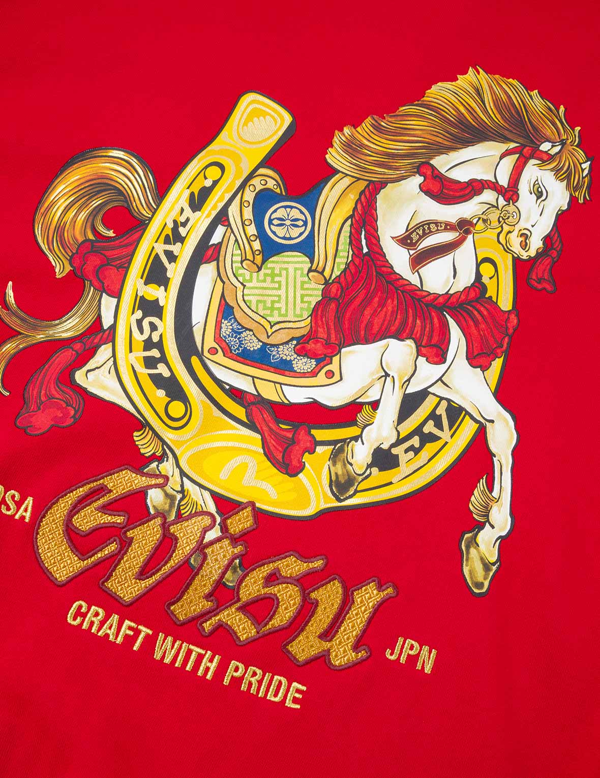 Year Of Horse Embroidery Zip-Up Hoodie - Red