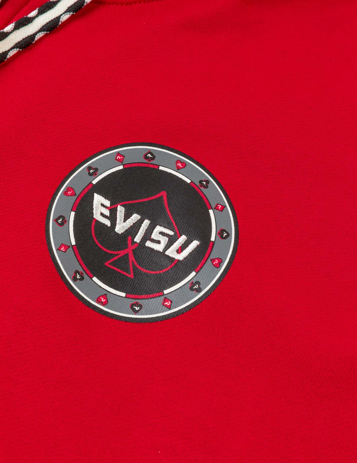 Poker Spade Embroidery Zip-up Hoodie - Red