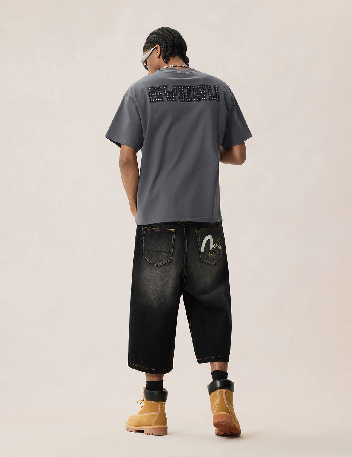 海鸥印花金属铆钉短袖T恤