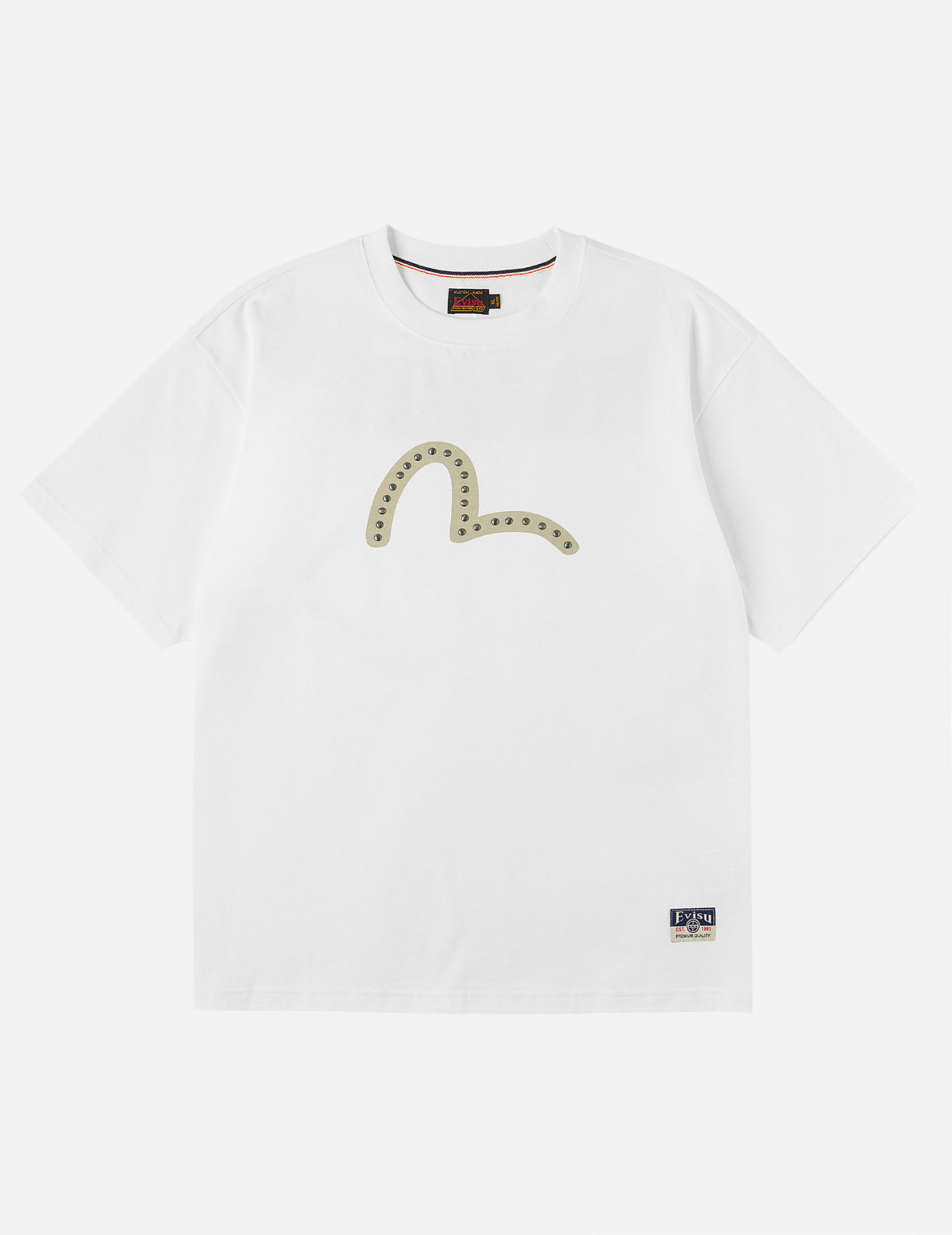 海鸥印花金属铆钉短袖T恤