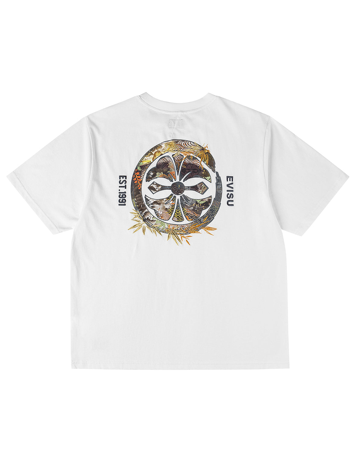 竹叶刺绣山水家纹T恤