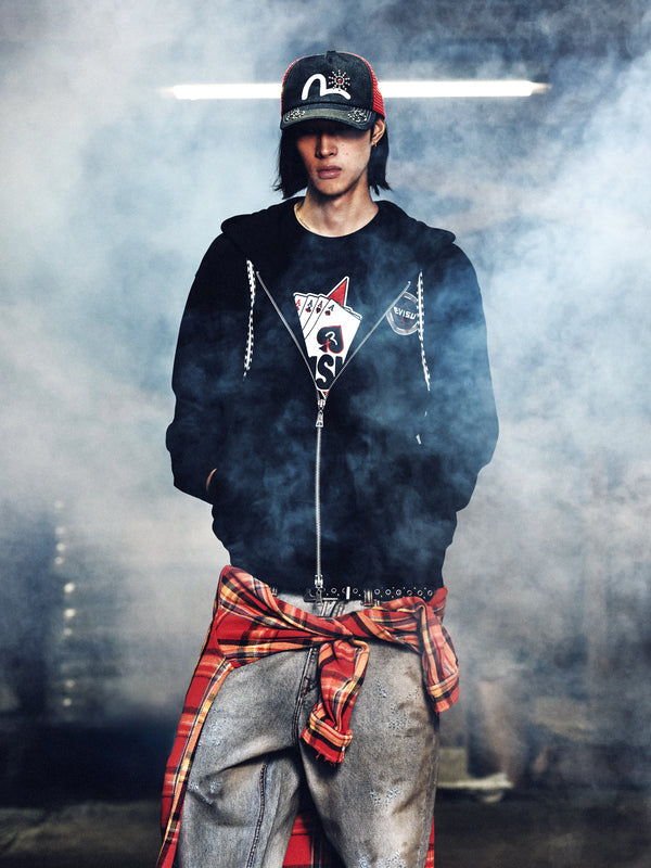 扑克王牌植絨星T恤 - 黑