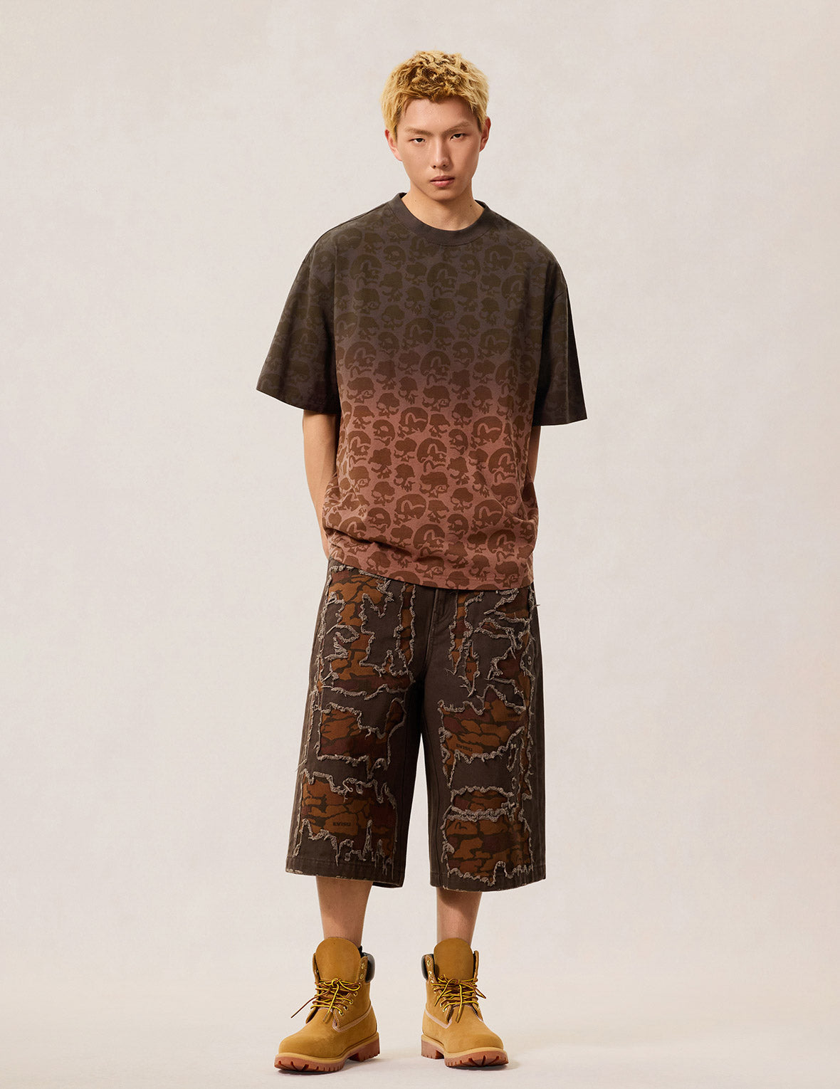 满版骷髅武士刺绣T恤