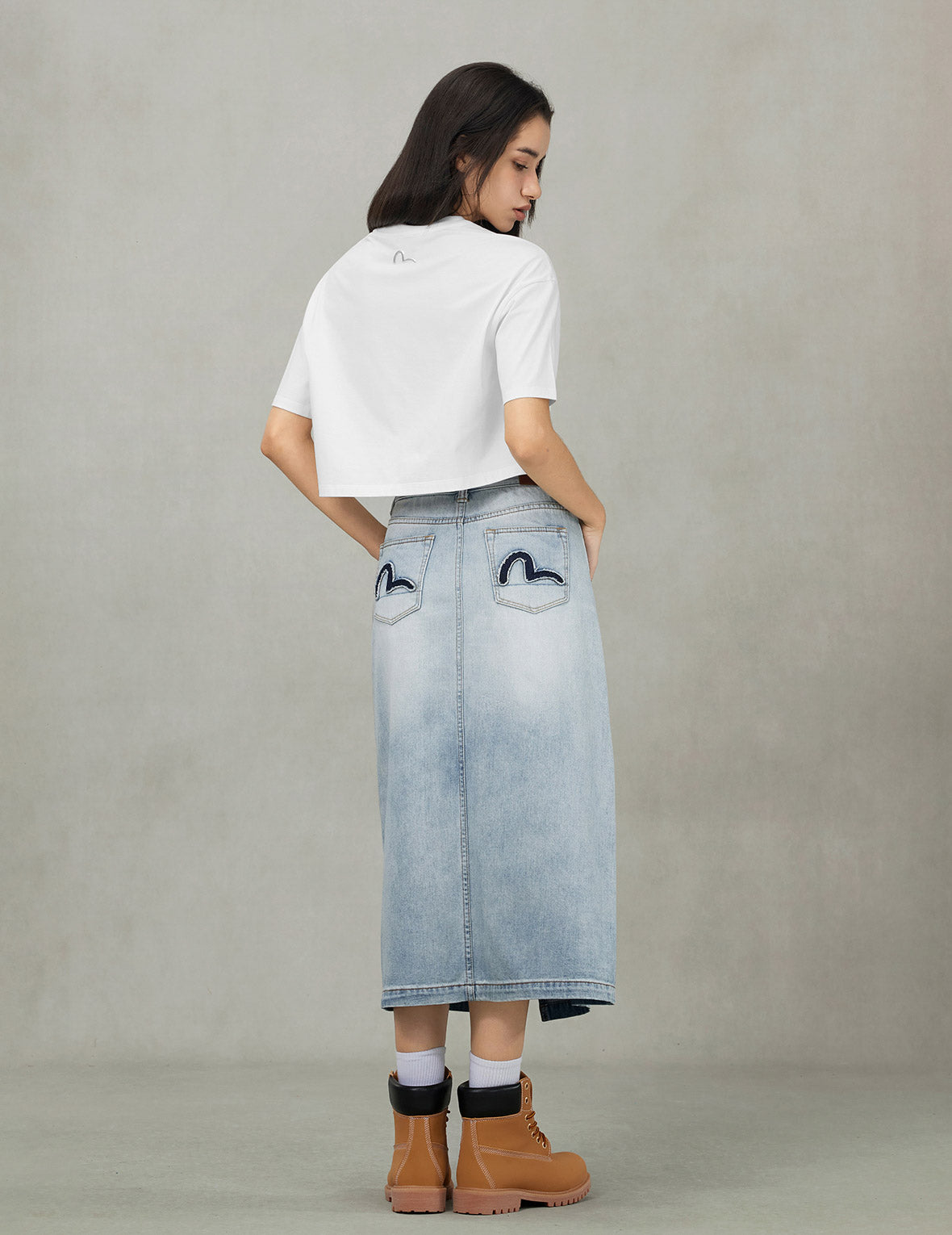 洗水解构海鸥时尚版型牛仔中裙