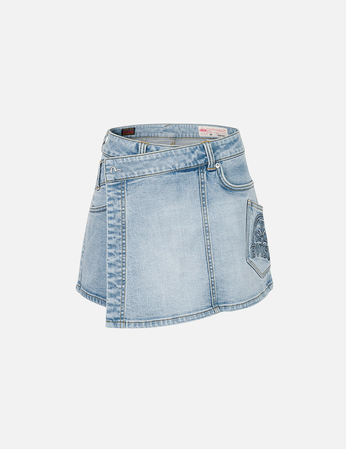 Kamon and Logo Embroidery Regular Fit Denim Skorts