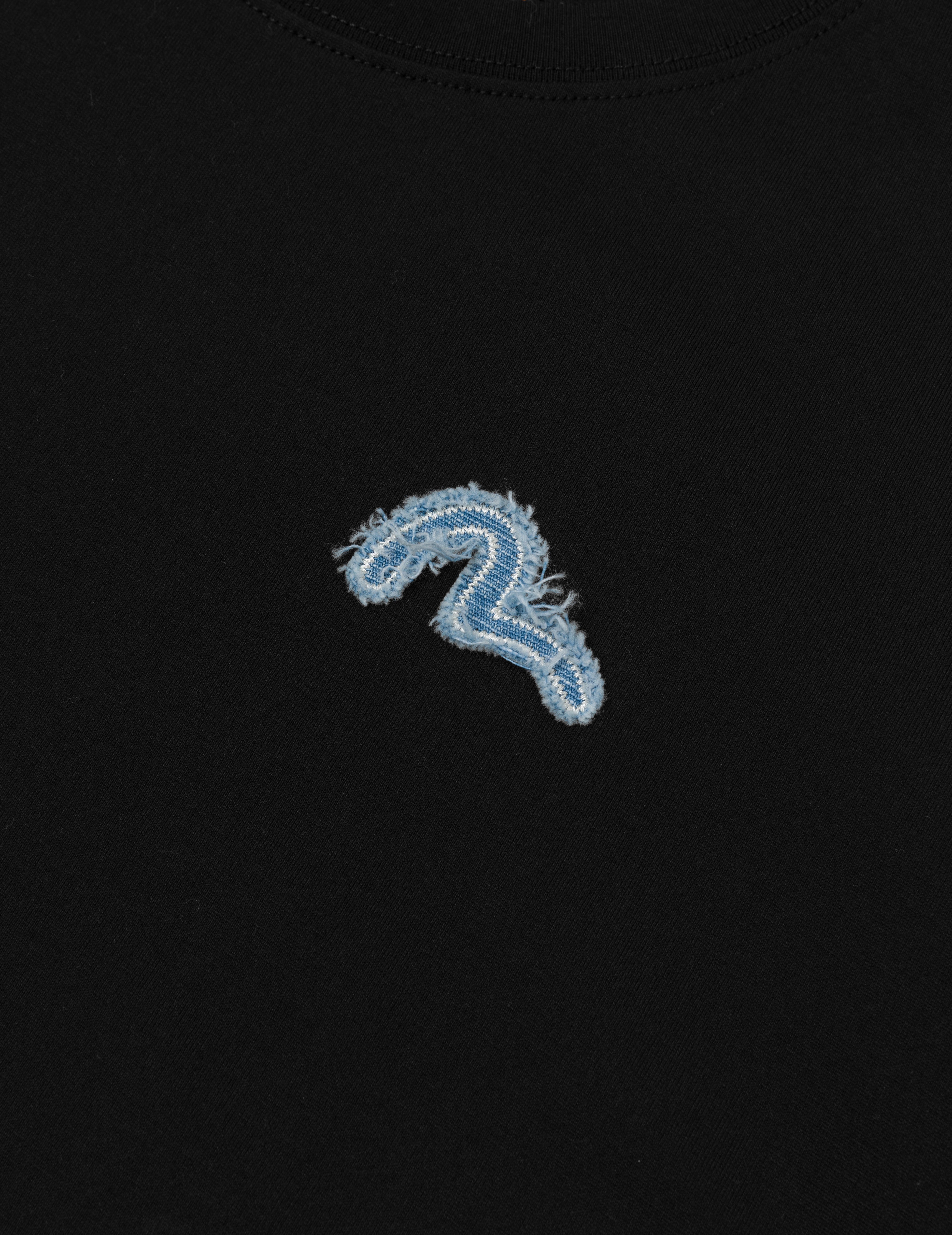 Deconstructed Denim Applique Embroidery Regular Fit T-Shirt