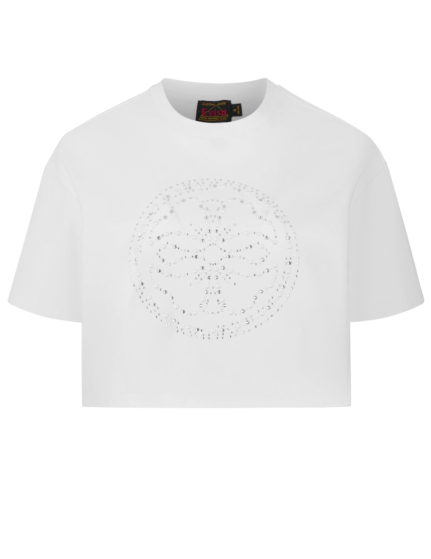 Kamon Rhinestone Cropped T-Shirt