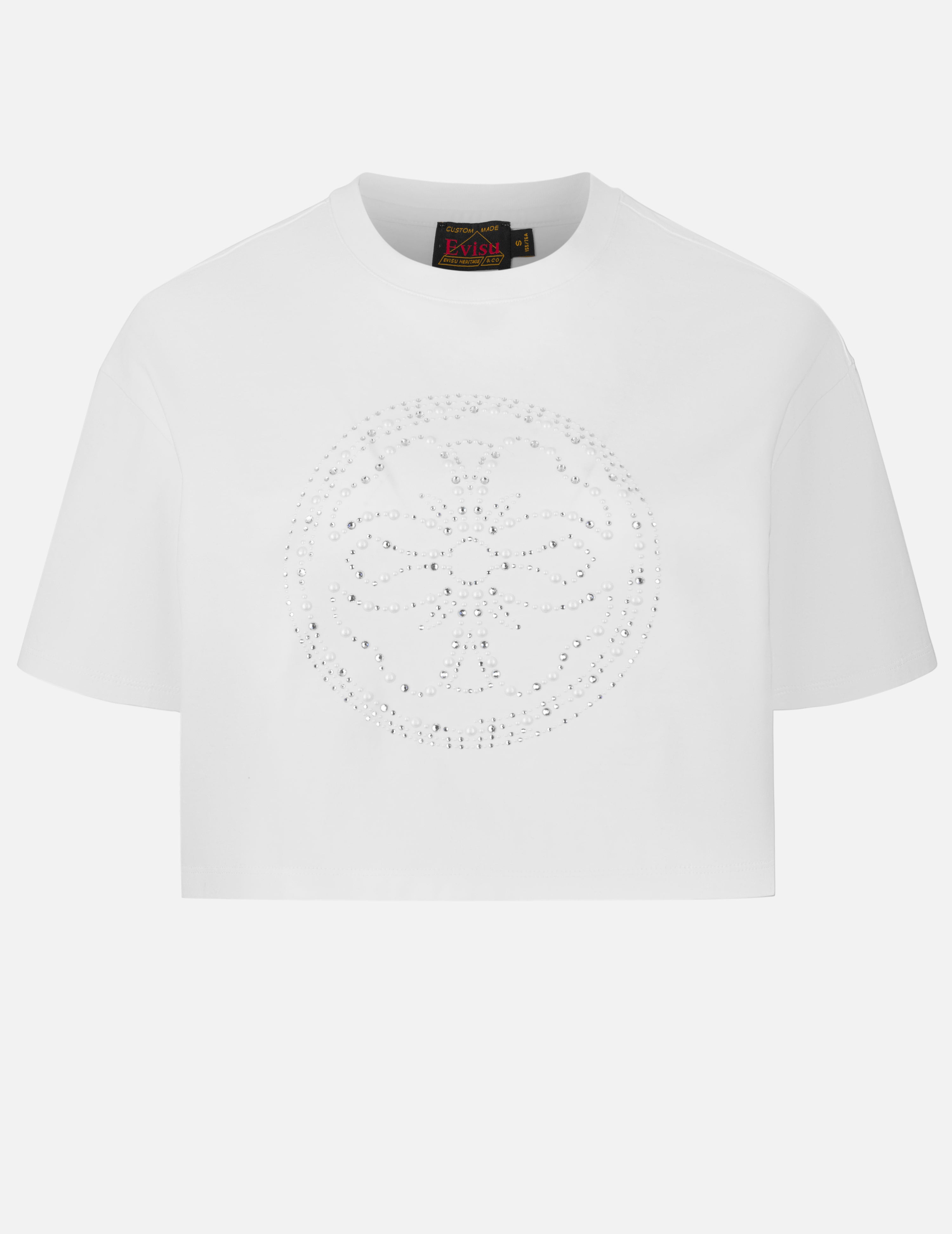 Kamon Rhinestone Cropped T-Shirt