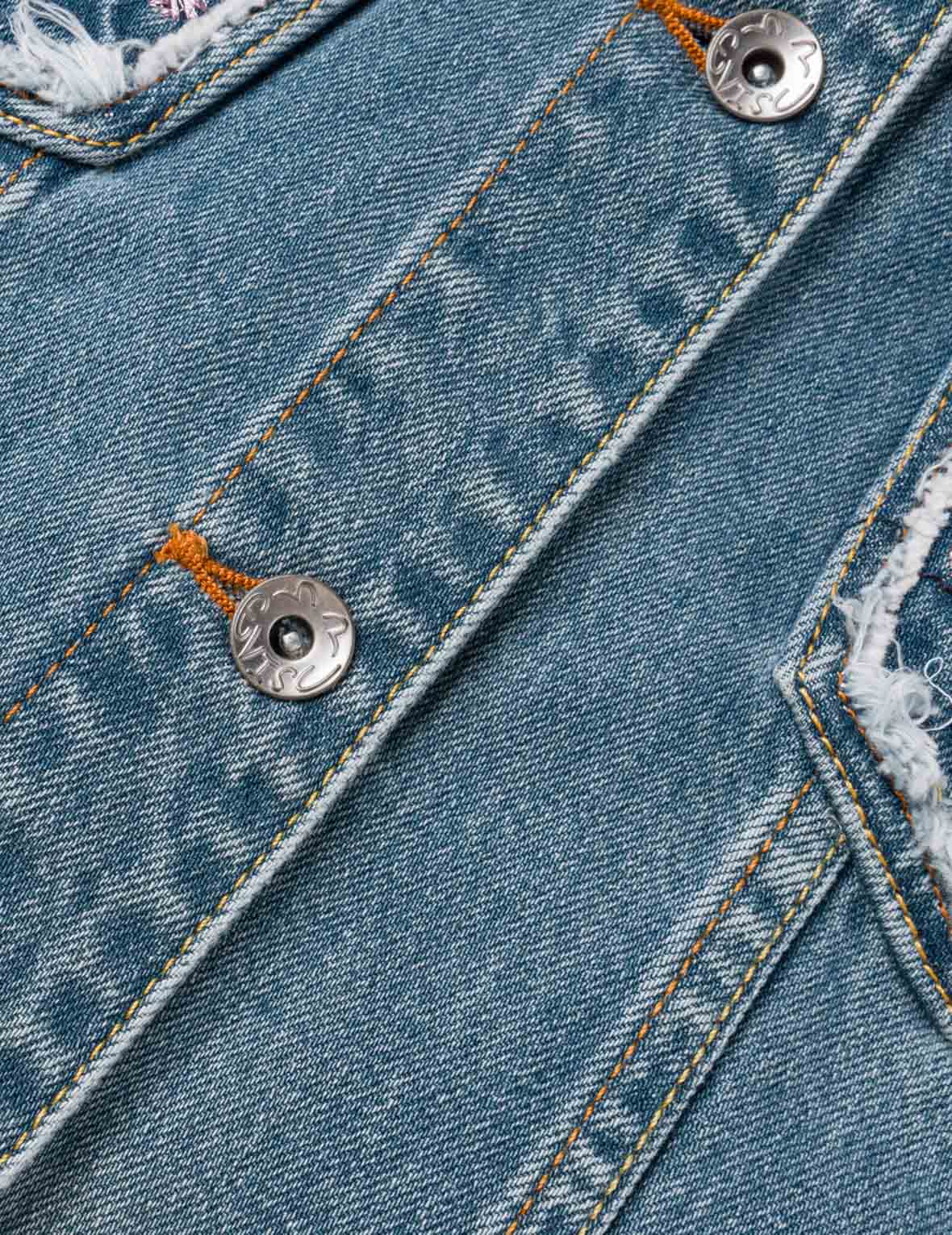 Brocade Panel Denim Jacket
