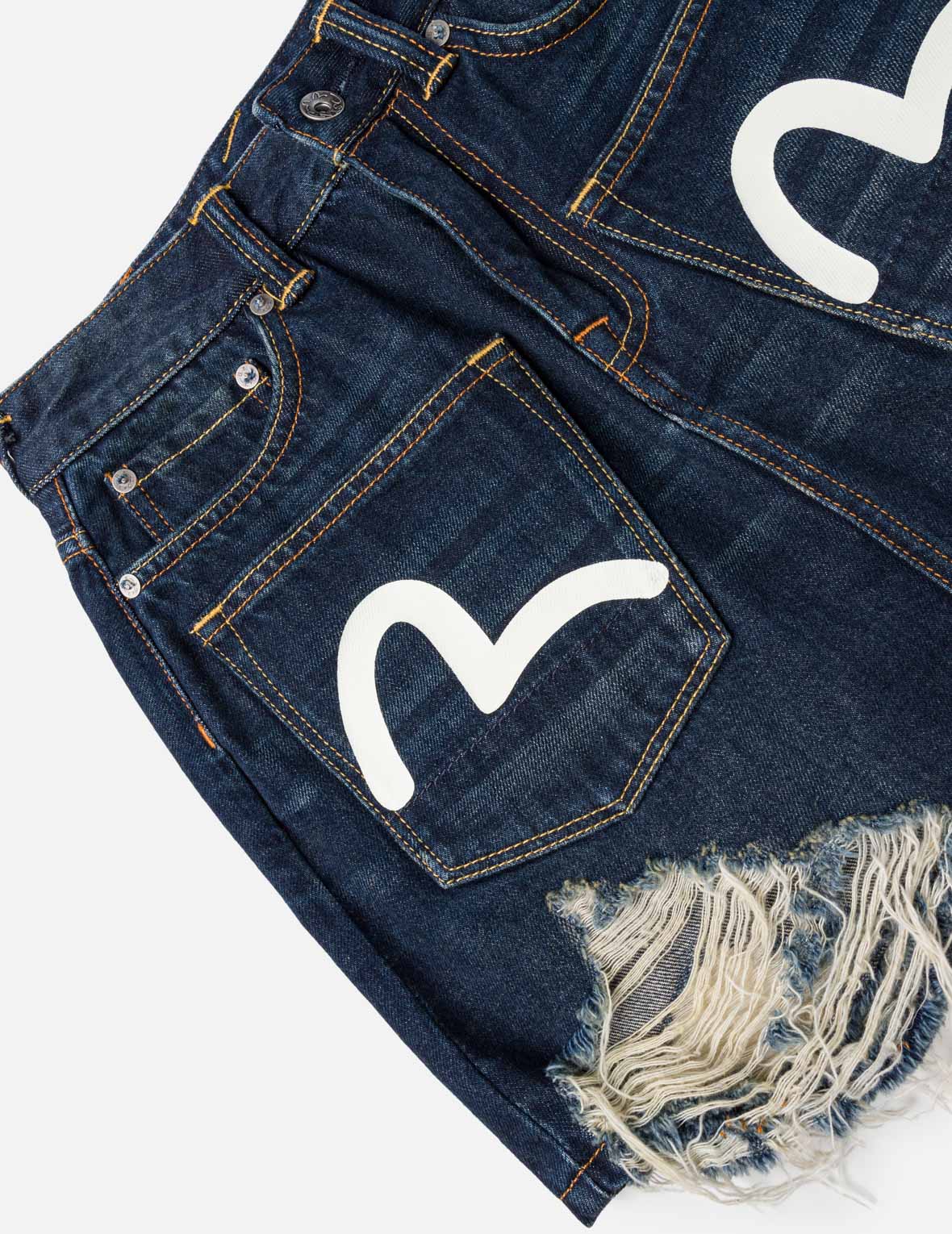 海鸥印花多口袋牛仔短裙