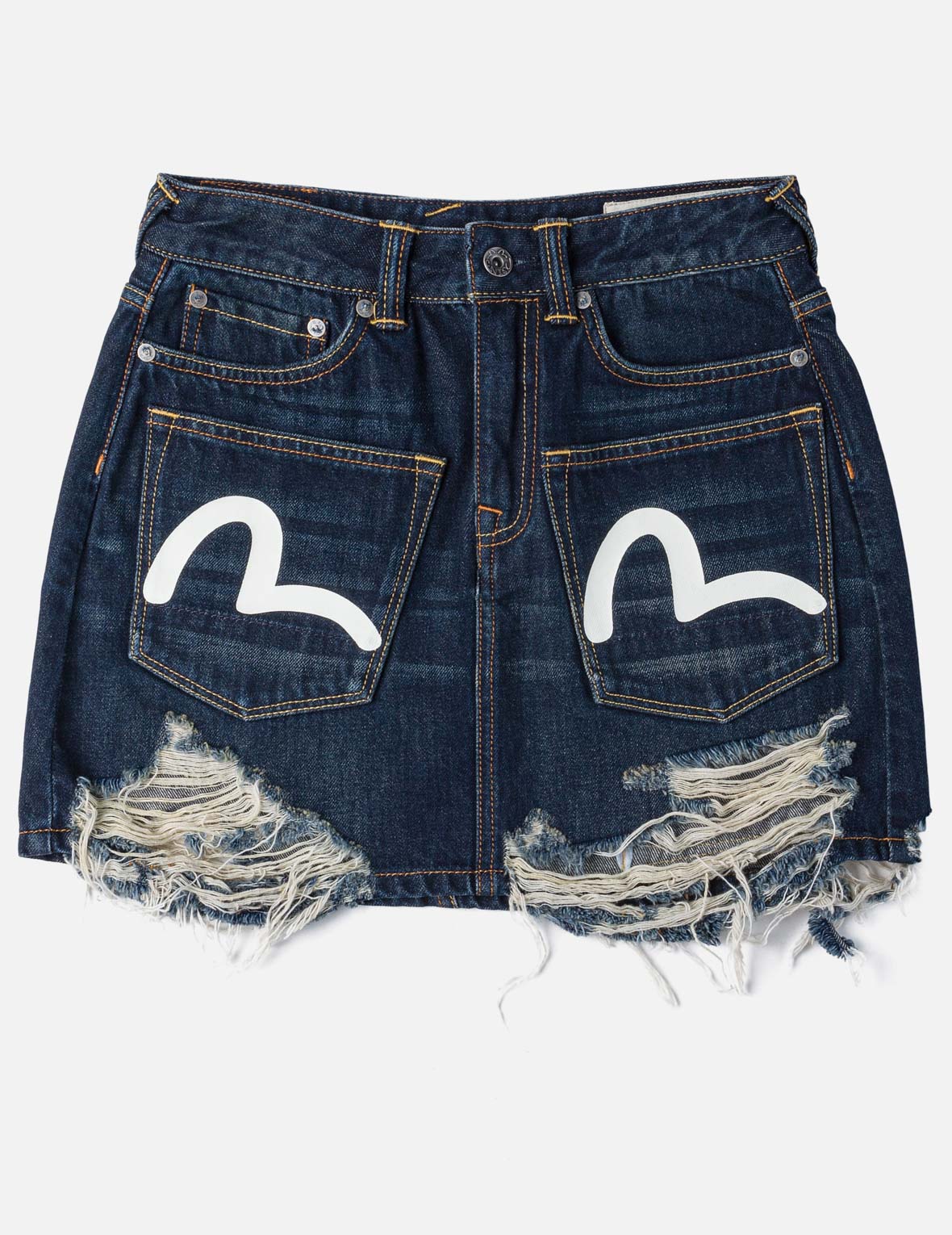 海鸥印花多口袋牛仔短裙