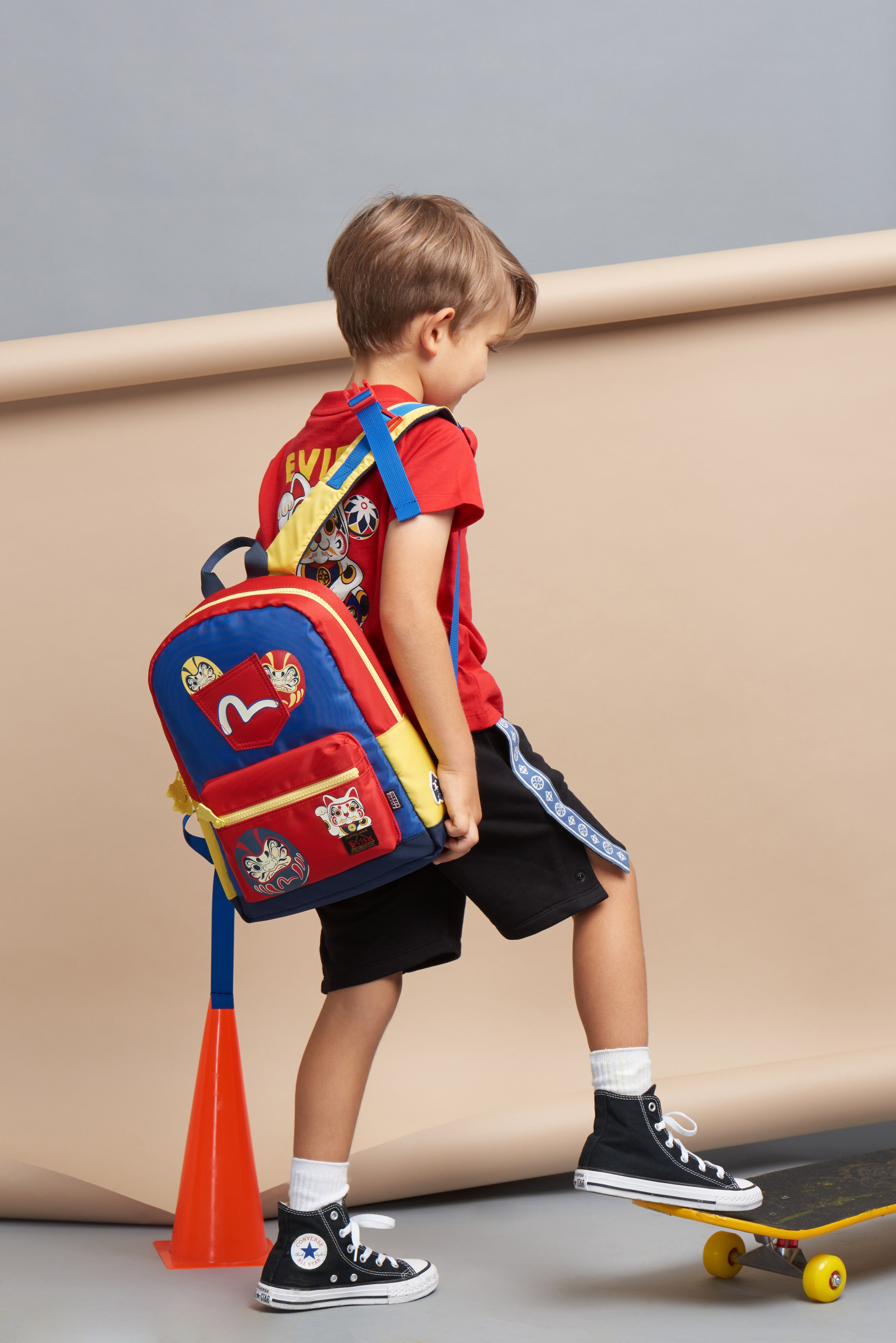 Daruma Buddies Print Color Blocking Backpack