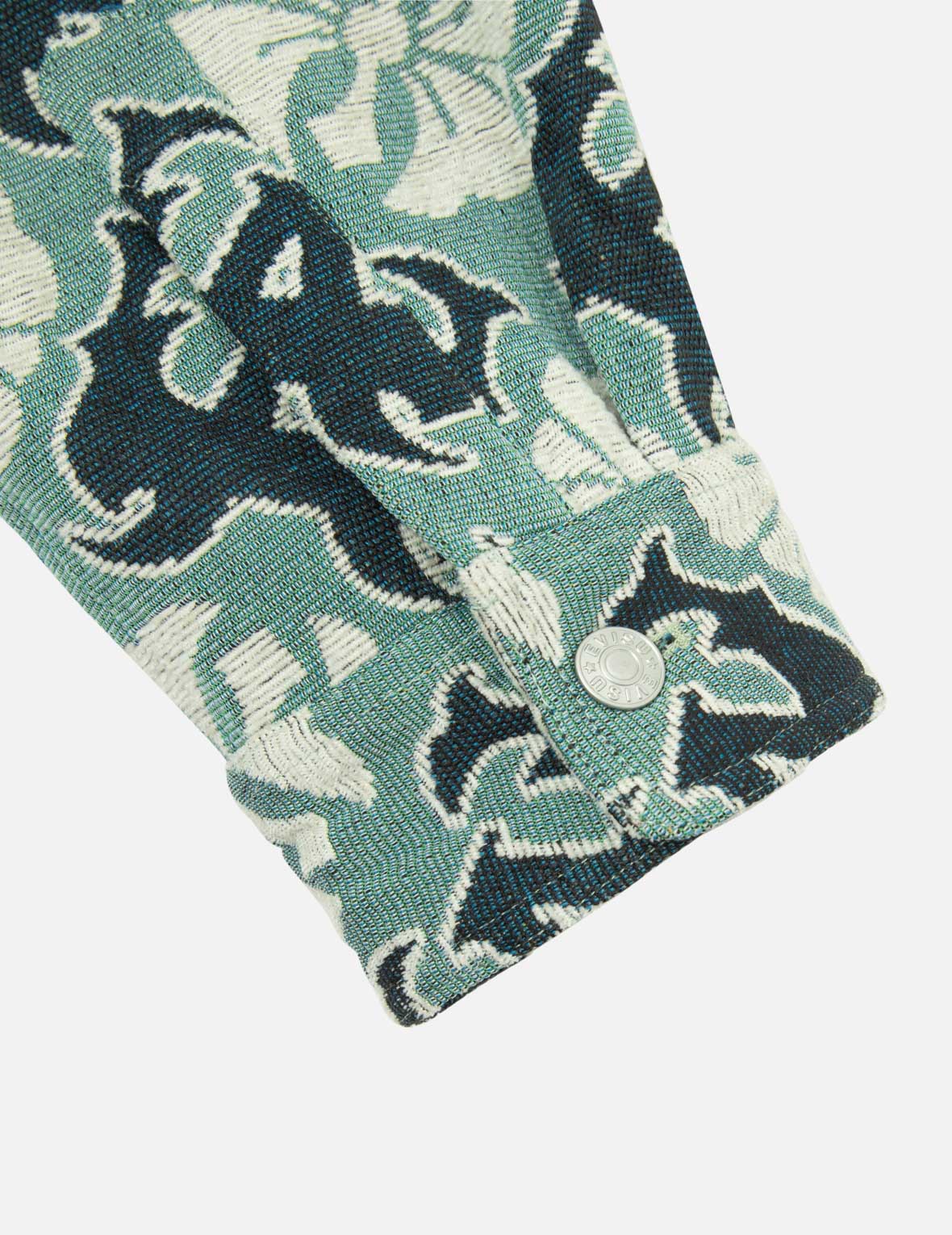 满地家花和商标提花常规版型挂毯外套