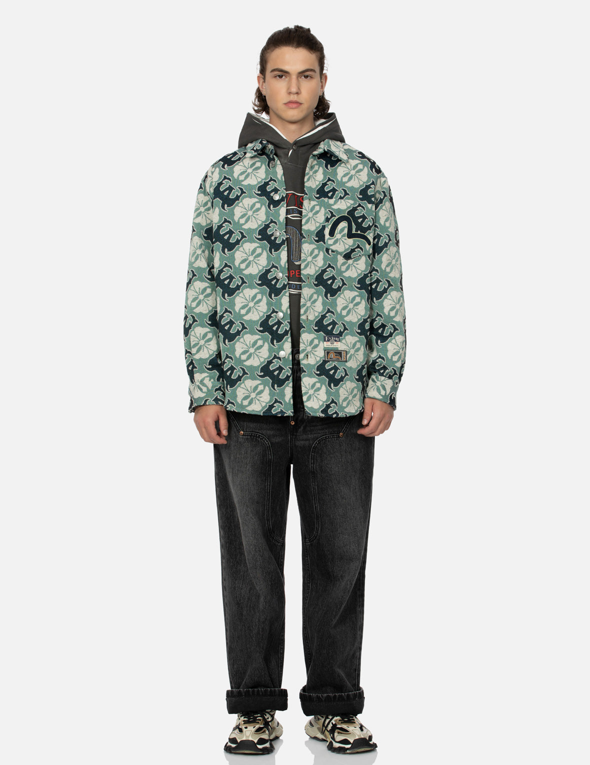 满地家花和商标提花常规版型挂毯外套