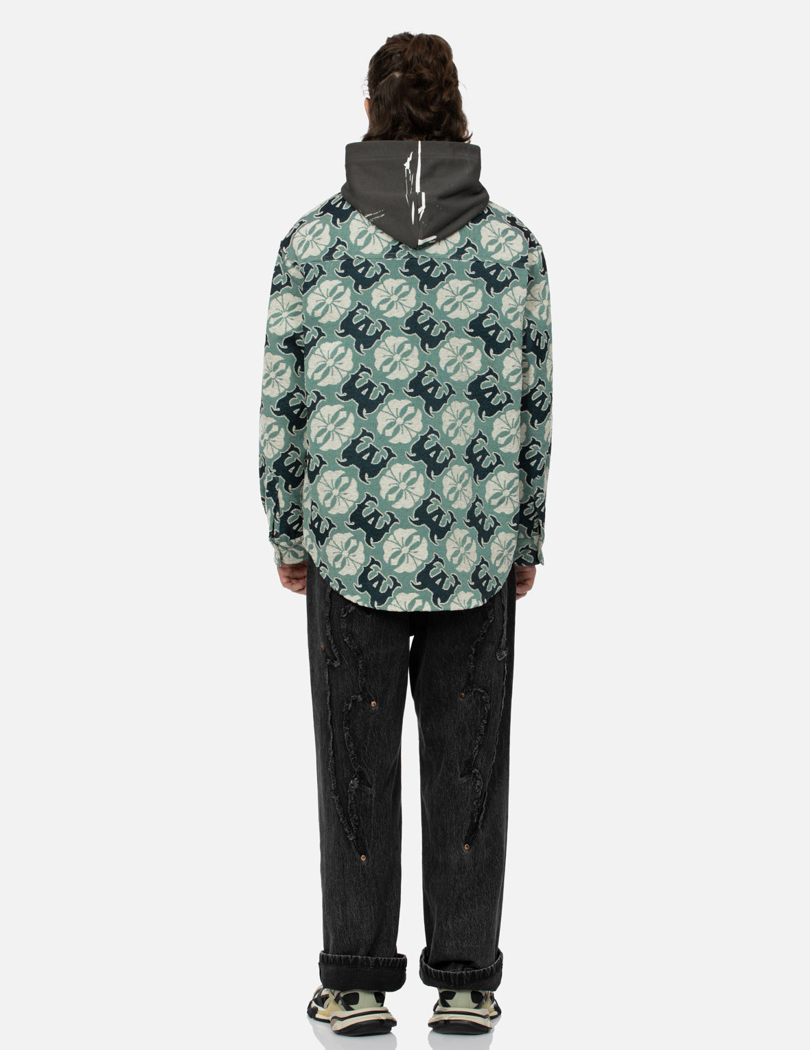 满地家花和商标提花常规版型挂毯外套