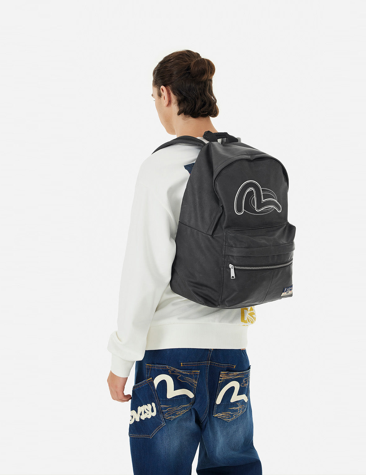 Seagull Embroidery Vegan Leather Backpack