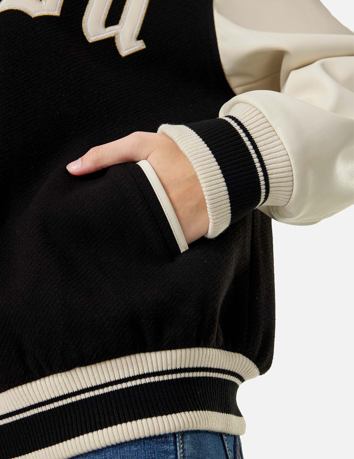 Kamon and Logo Embroidery Fashion Fit Varsity Jacket