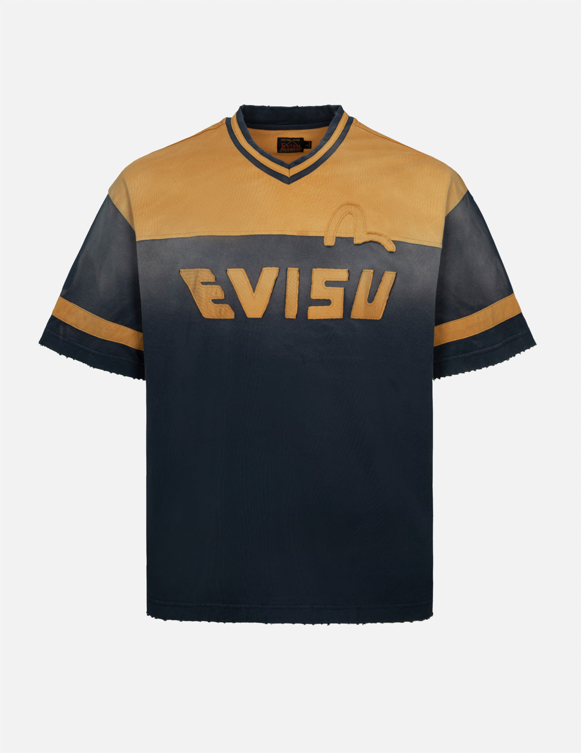 海鸥和商标贴布刺绣宽松版型V领T恤