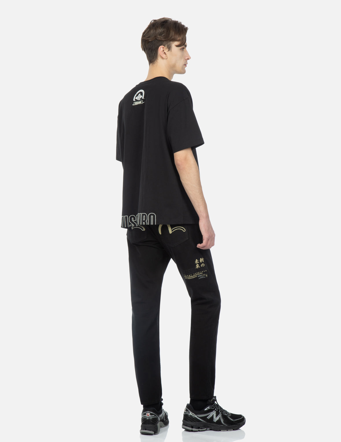 Wave Pattern Seagull Embroidery Cropped Taper Fit Jeans #2017